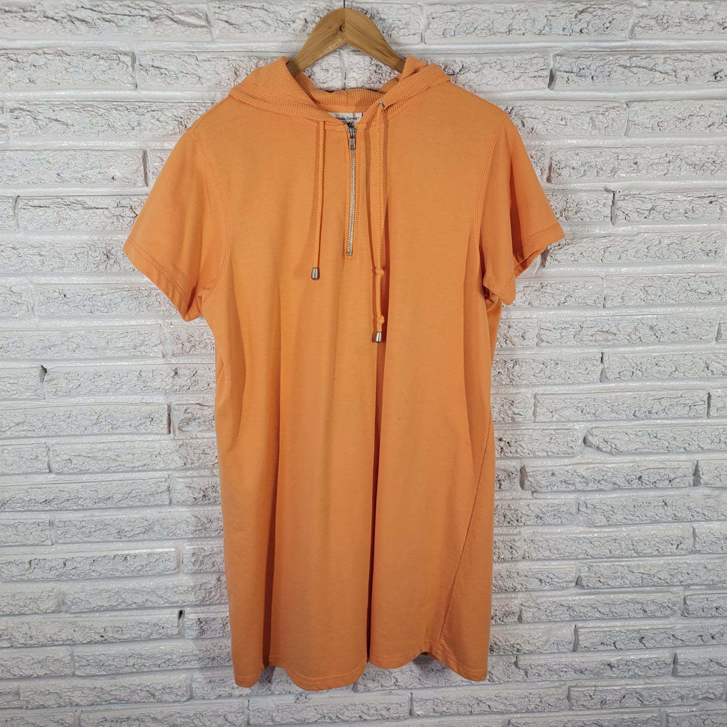 Amanda Stewart Women 1X Dress Swim Coverup Orange Knit Hoodie 1/4 Zip ORA36E