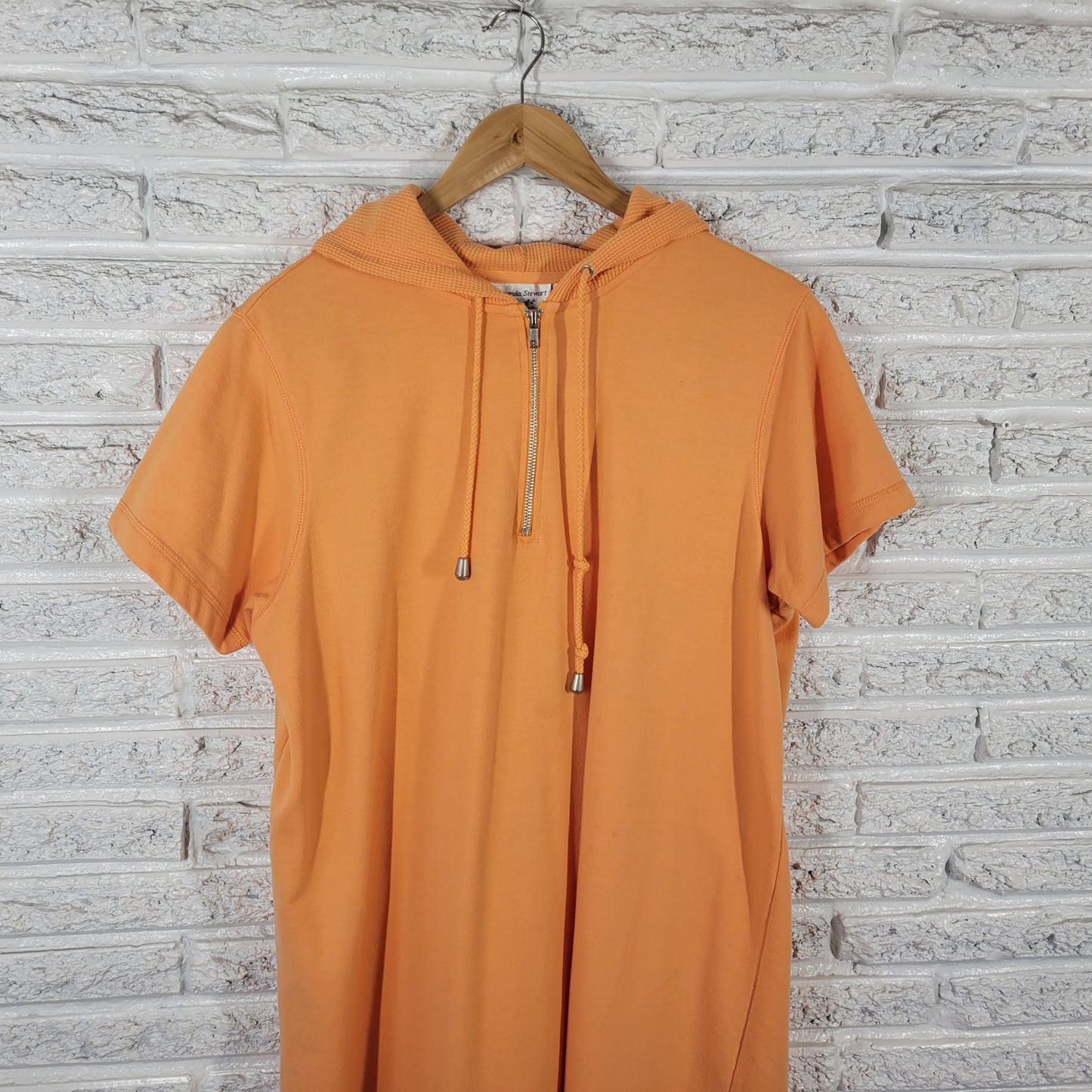 Amanda Stewart Women 1X Dress Swim Coverup Orange Knit Hoodie 1/4 Zip ORA36E