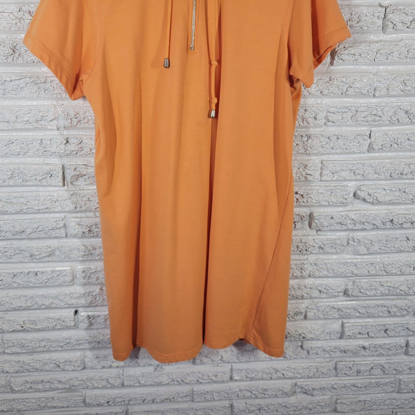 Amanda Stewart Women 1X Dress Swim Coverup Orange Knit Hoodie 1/4 Zip ORA36E