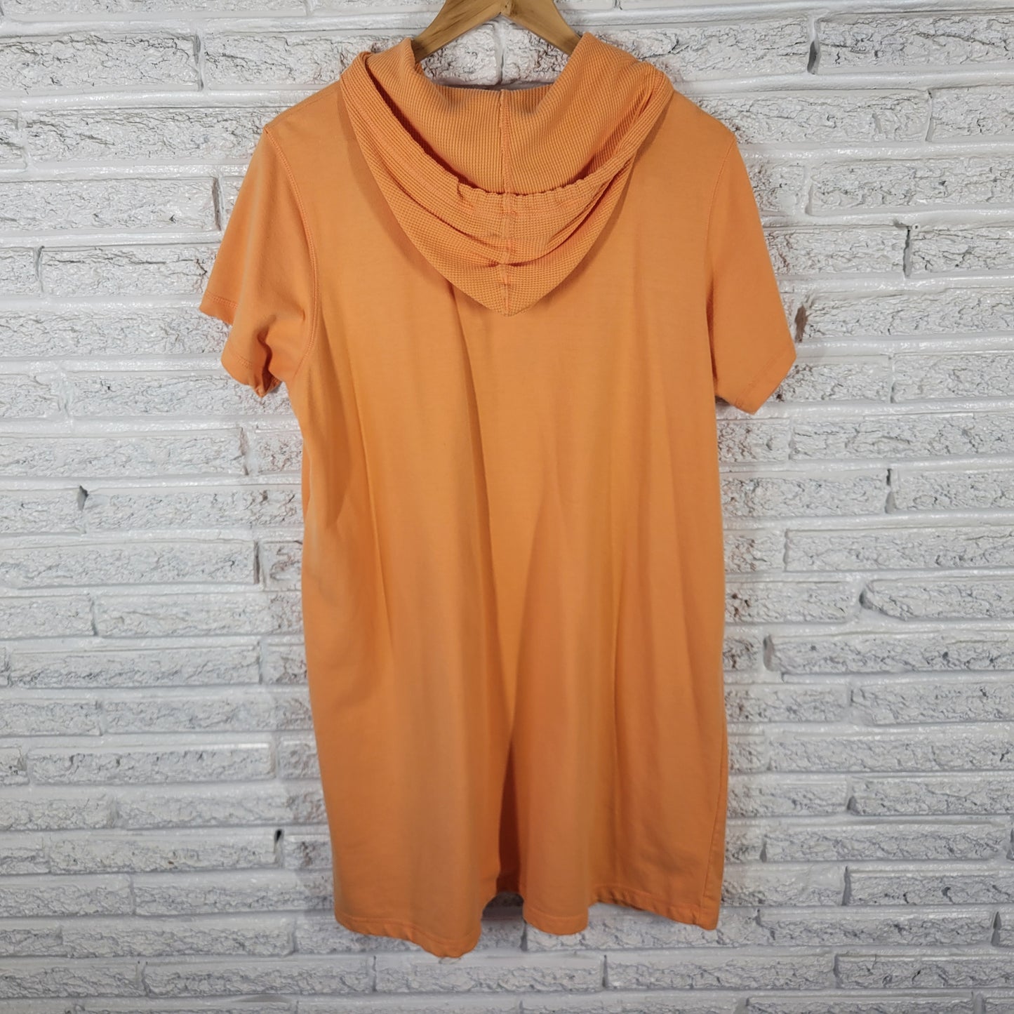Amanda Stewart Women 1X Dress Swim Coverup Orange Knit Hoodie 1/4 Zip ORA36E
