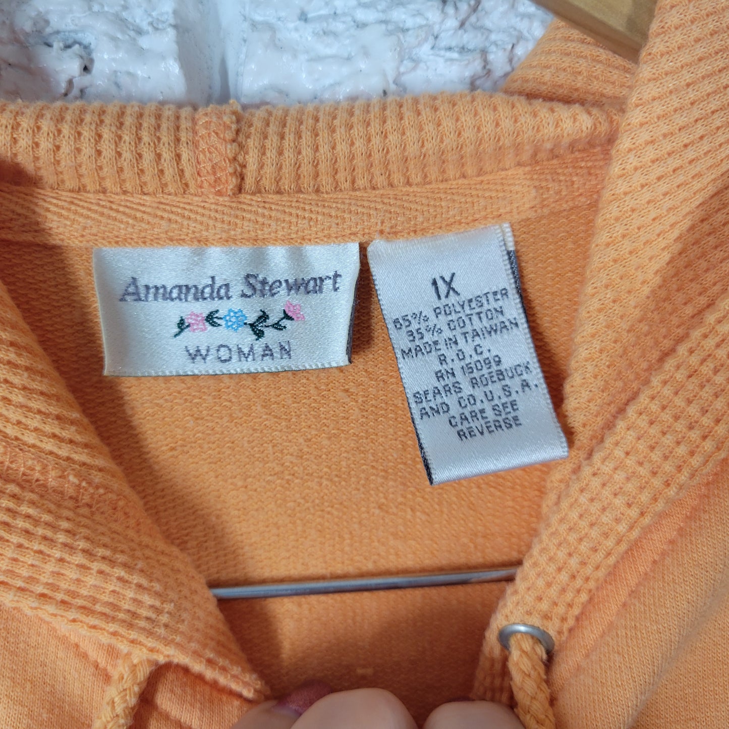 Amanda Stewart Women 1X Dress Swim Coverup Orange Knit Hoodie 1/4 Zip ORA36E