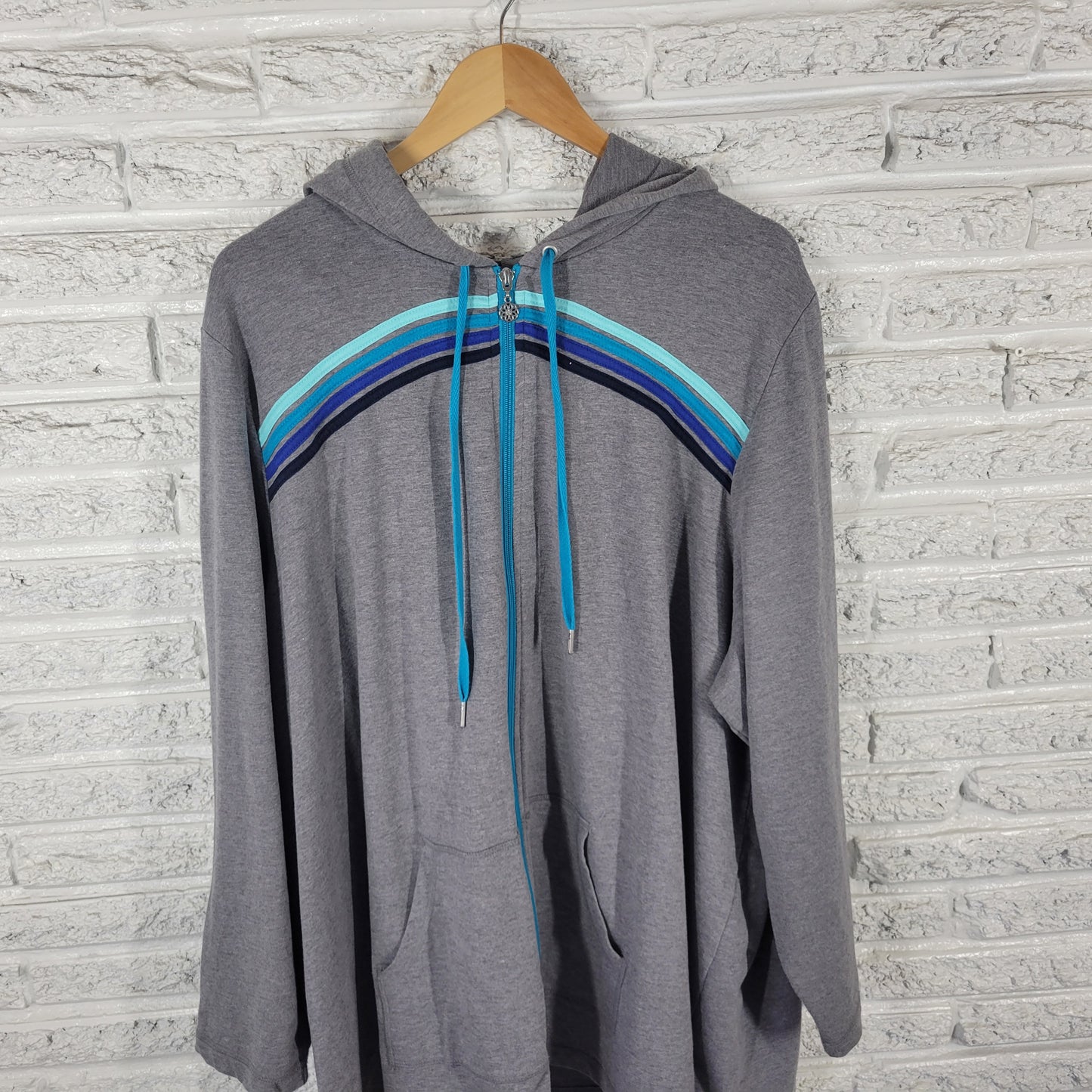 Catherines Women 3X Hoodie Jacket Gray Full Zip Pockets Plus Size SWE188E