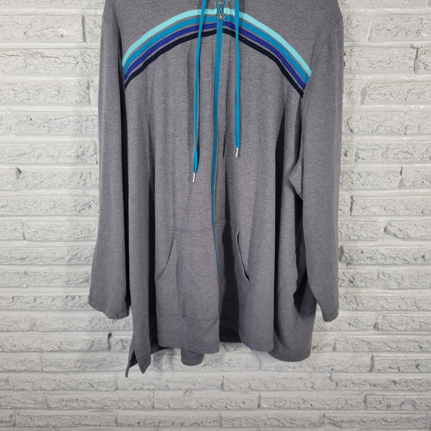 Catherines Women 3X Hoodie Jacket Gray Full Zip Pockets Plus Size SWE188E