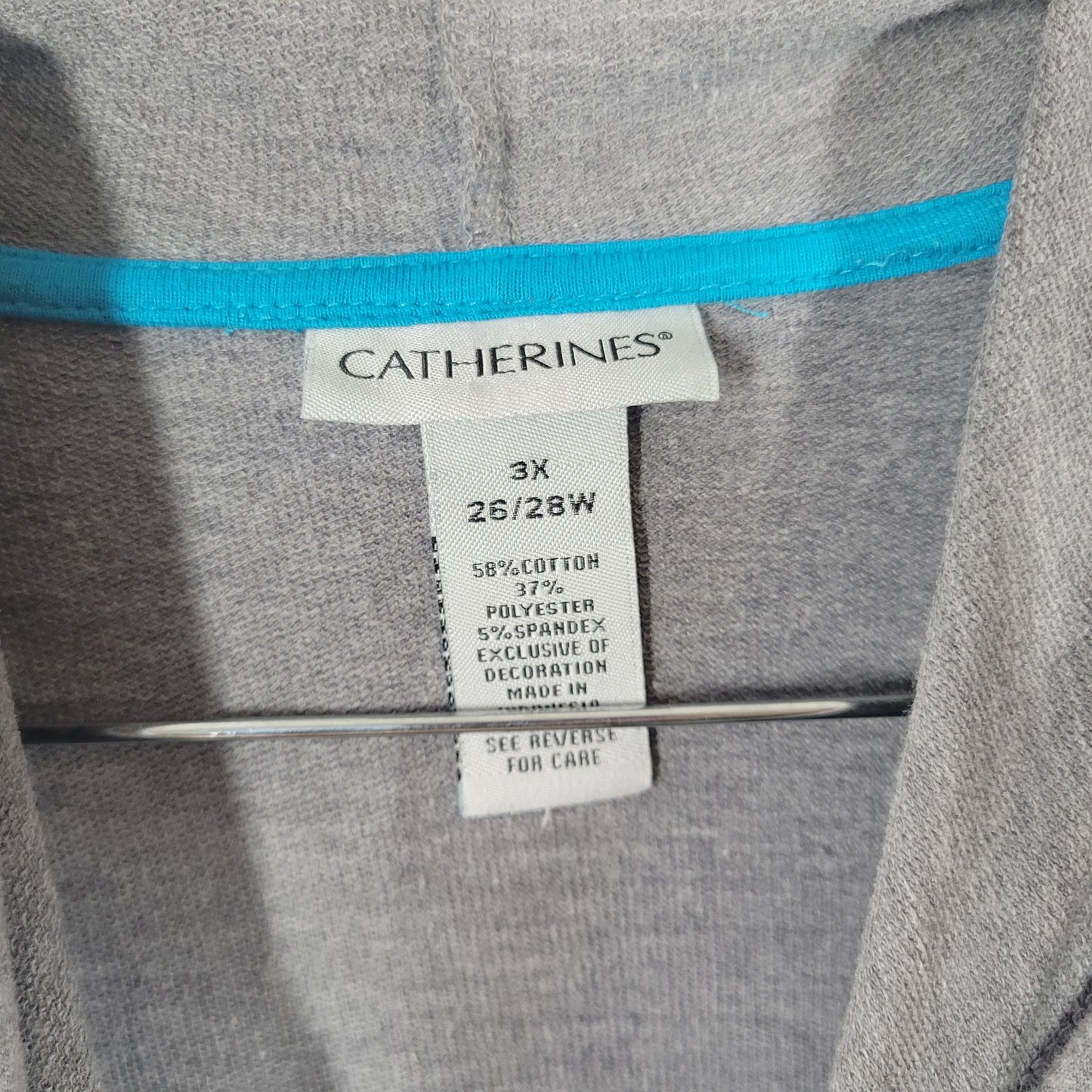 Catherines Women 3X Hoodie Jacket Gray Full Zip Pockets Plus Size SWE188E
