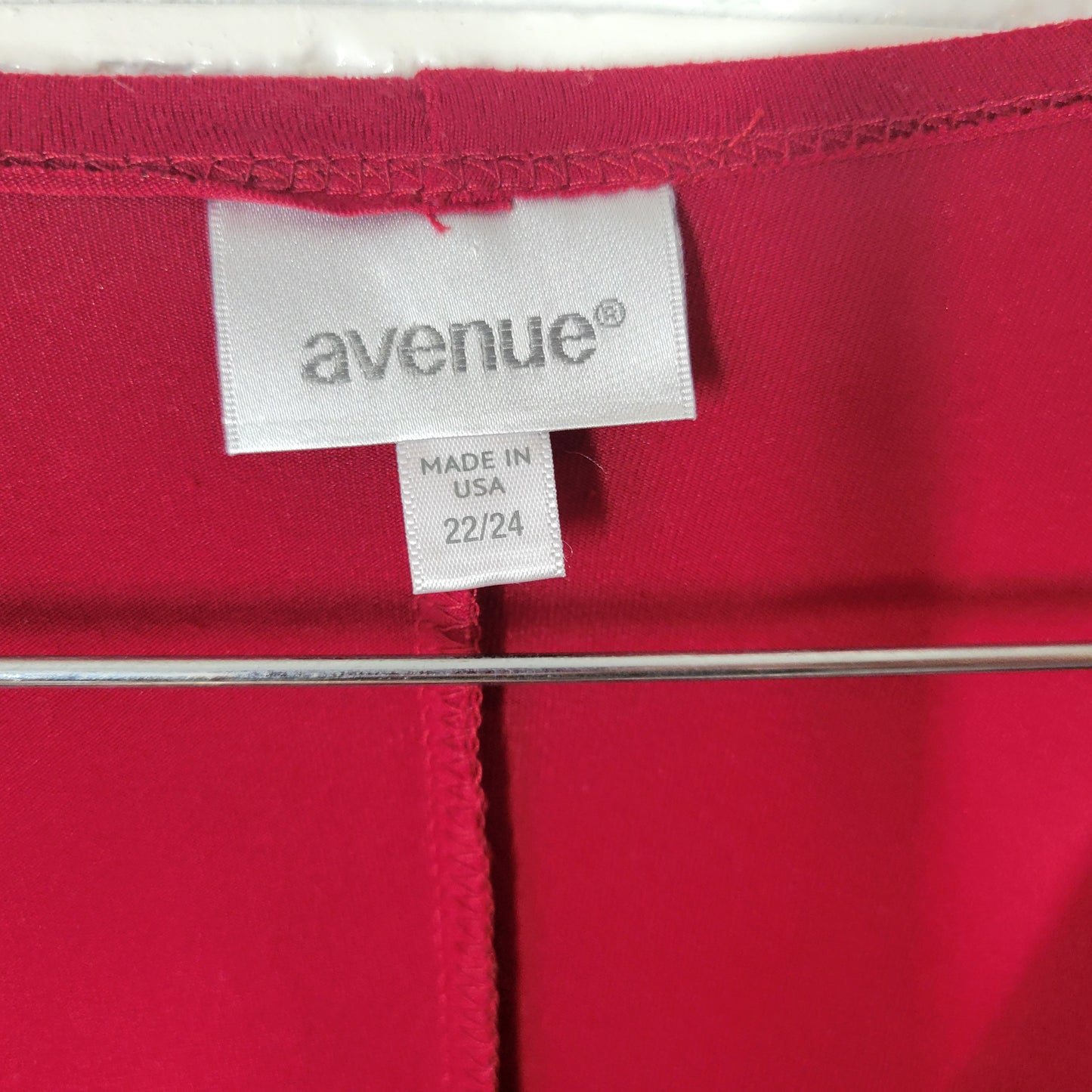 Avenue Women 22/24 High-Low Dress Red Rhinestone Bell Sleeve Stretch RED6E