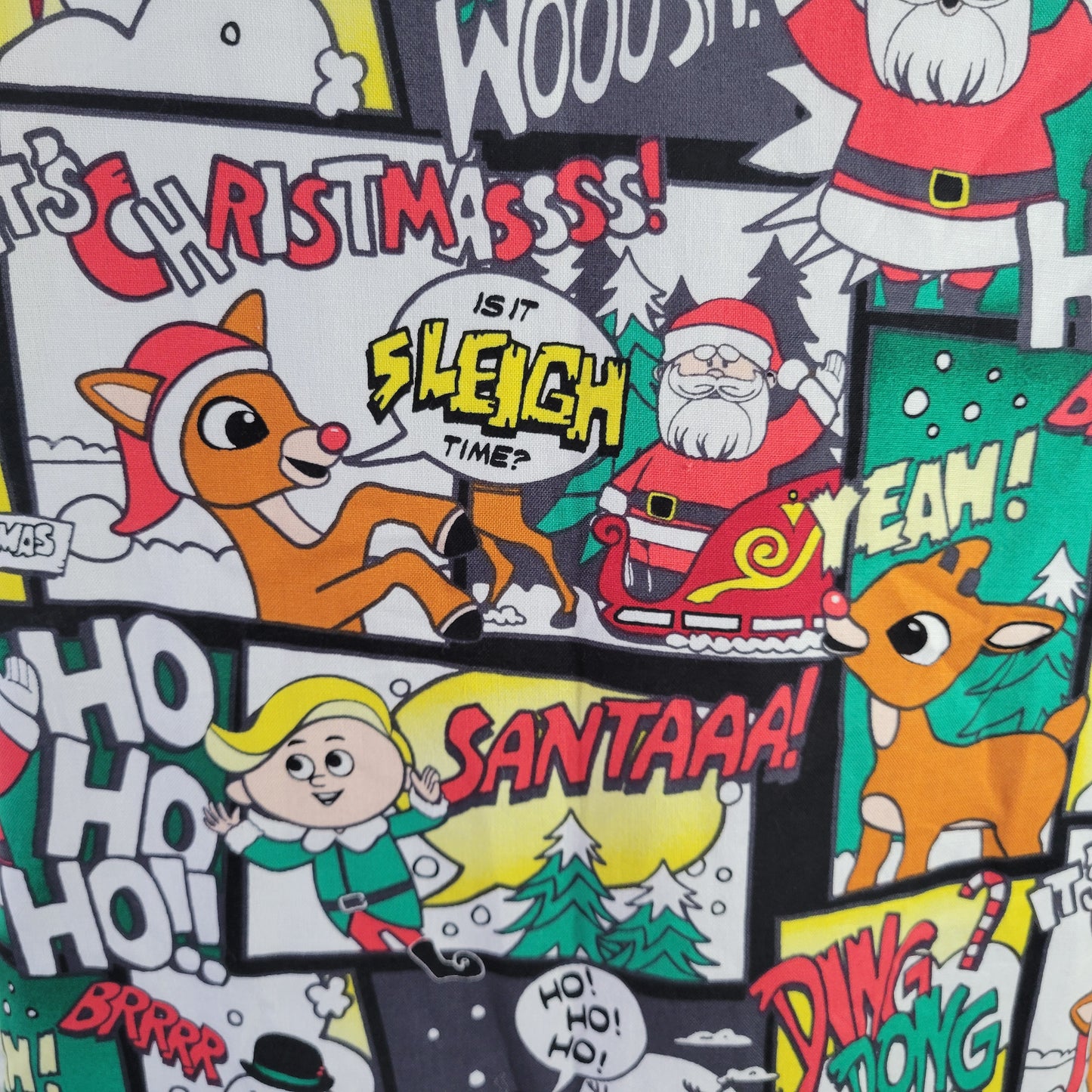 Rudolph Red Nosed Reindeer Christmas Scrub Top XL Unisex Cotton NOV90E