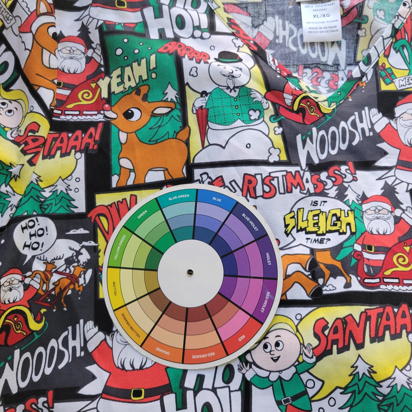 Rudolph Red Nosed Reindeer Christmas Scrub Top XL Unisex Cotton NOV90E