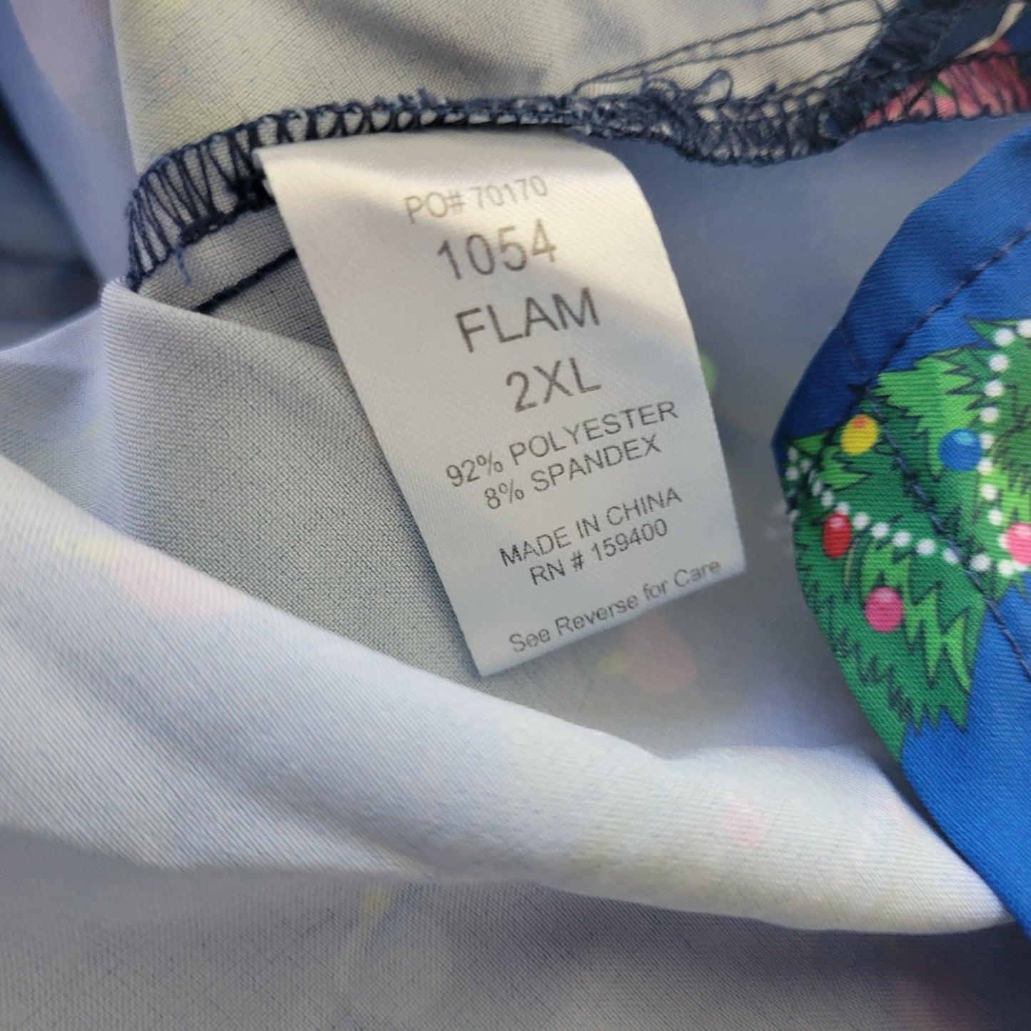 Ava Therese Zarate 2XL Scrub Top Christmas Blue Flamingo Unisex V-Neck NOV88E