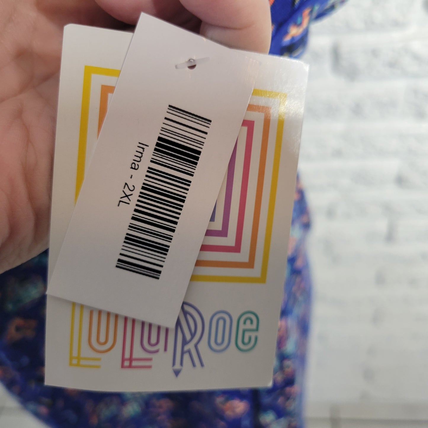 LuLaRoe Irma Women 2XL Tunic Blue Geometric Asymmetric High Low Plus GEO136XE