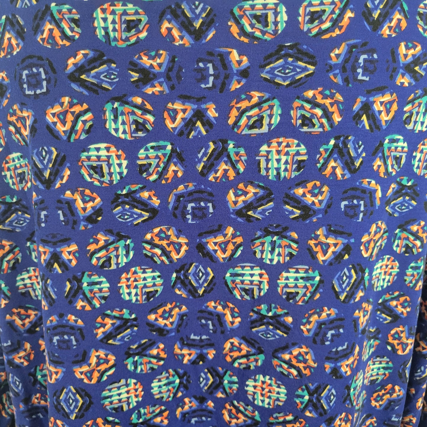 LuLaRoe Irma Women 2XL Tunic Blue Geometric Asymmetric High Low Plus GEO136XE
