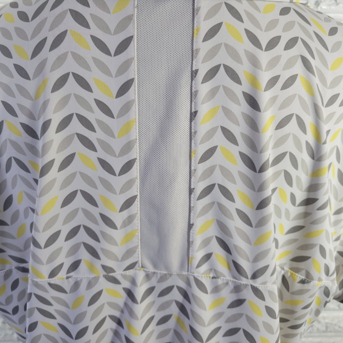 Lillie Women XL Top Yellow Gray Geometric Collared V-Neck Short Sleeve GEO126E