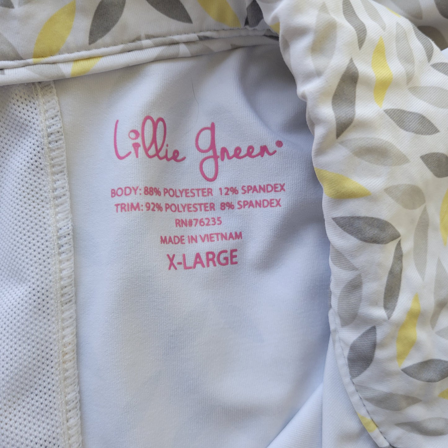 Lillie Women XL Top Yellow Gray Geometric Collared V-Neck Short Sleeve GEO126E