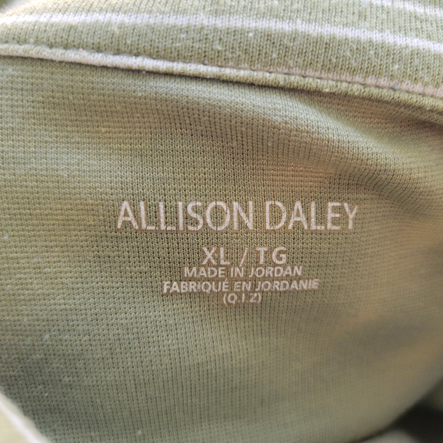 Allison Daley Women XL Jacket Green Full Zip Roll Tab Sleeve High Neck SWE32E