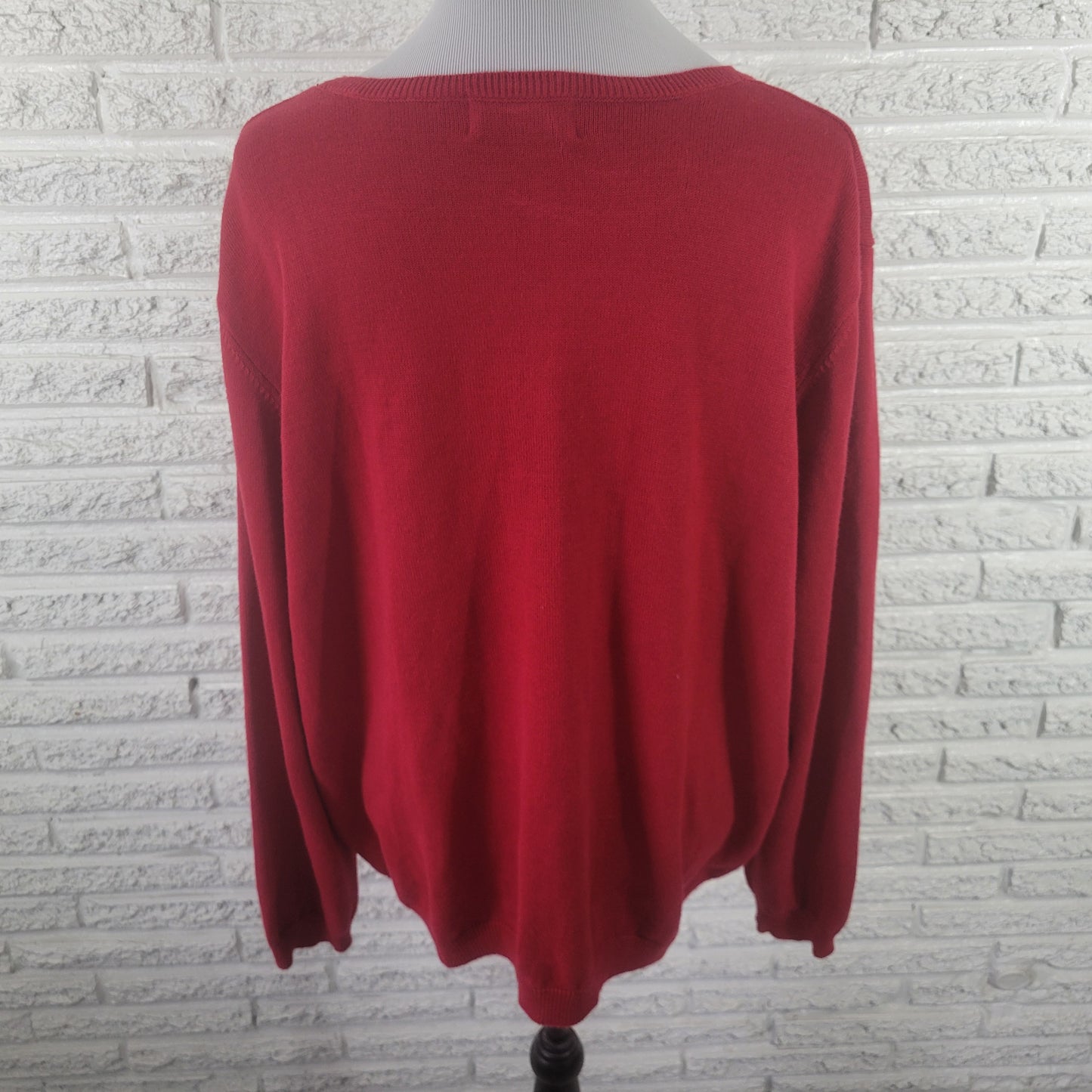 Alfred Dunner Women's Sweater 2X Red Sequin Embroidered Knit Plus Size RED45E