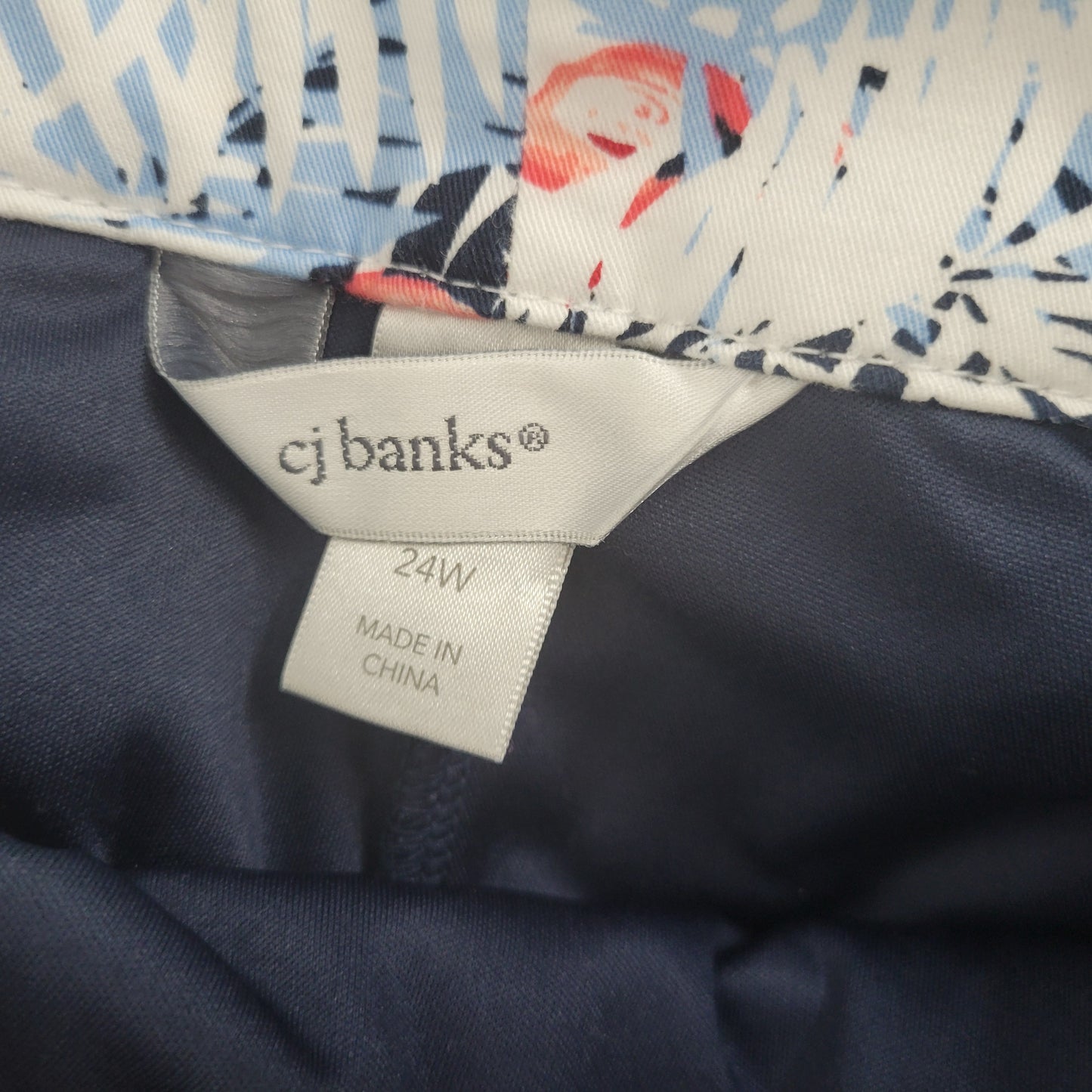 CJ Banks Women's Skort 24W Flamingo Floral Black Blue Plus FLO15XE