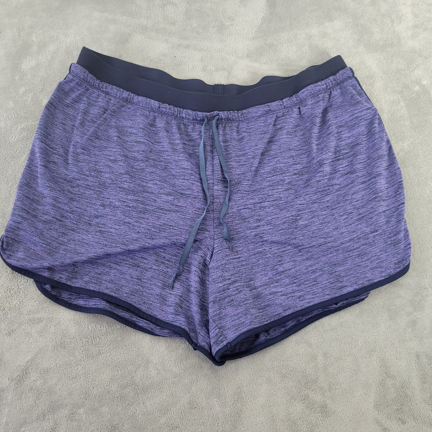 Tek Gear DryTek Womens Shorts 2X Blue Heather Plus Stretch Drawstring BLU259E