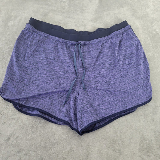 Tek Gear DryTek Womens Shorts 2X Blue Heather Plus Stretch Drawstring BLU259E