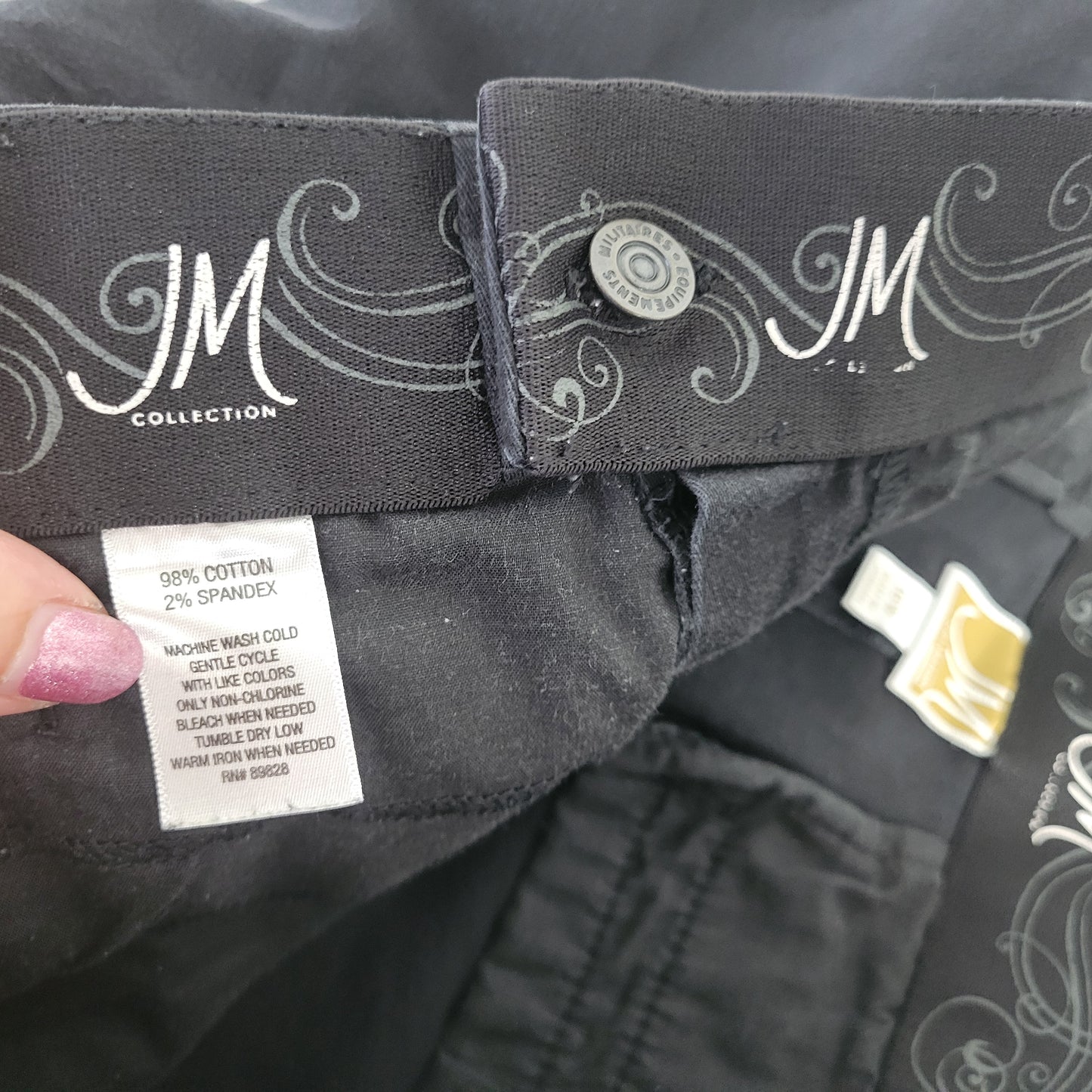 JM Collection Women's Shorts 18W Black Denim Bermuda Elastic Waist SHO9E