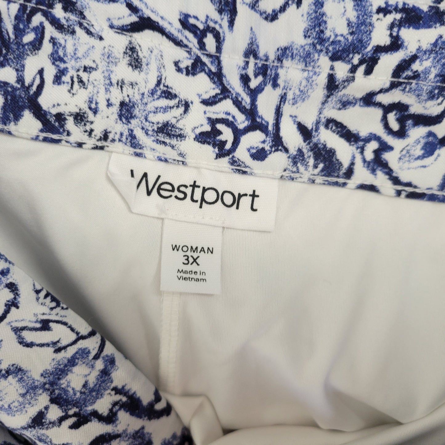 Westport Women's 3X Skort Blue White Floral Plus Size Travel FLO15E