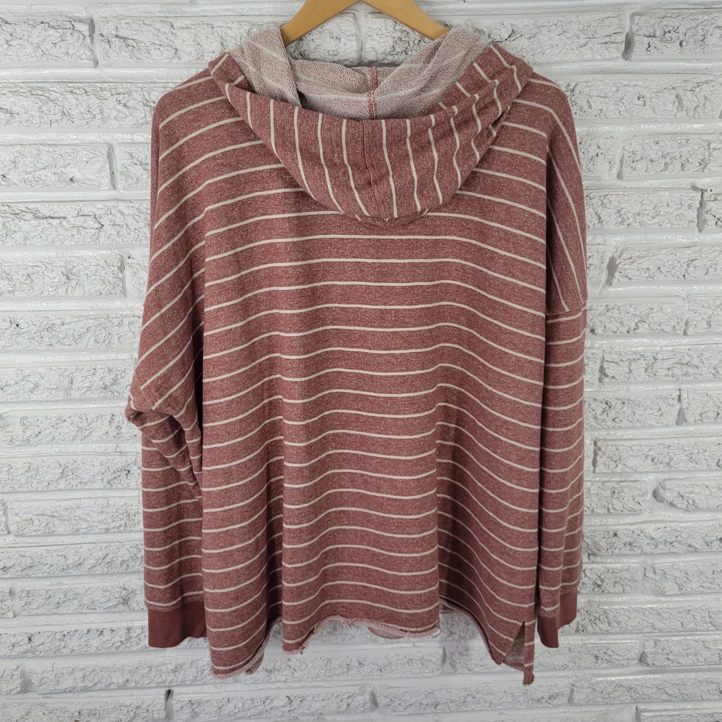 Maurices 3X Brown White Striped Hoodie Womens Plus Button Up Sweatshirt SWE7E
