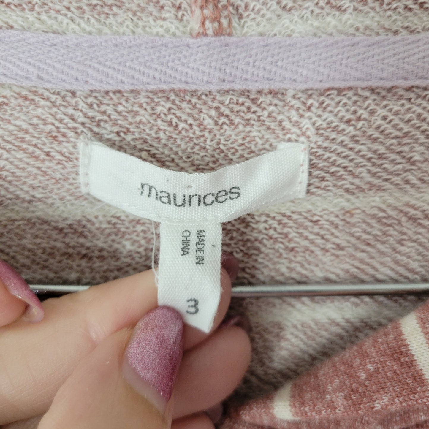 Maurices 3X Brown White Striped Hoodie Womens Plus Button Up Sweatshirt SWE7E