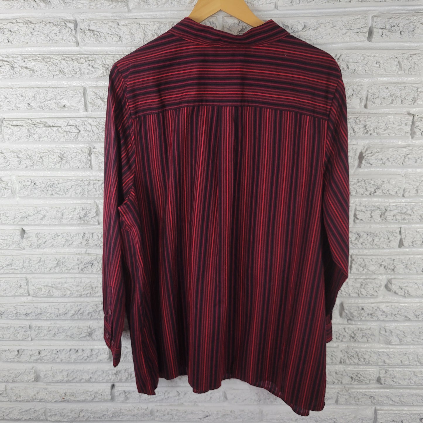 Roamans 26W Burgundy Red Striped Button Up Shirt Womens Plus Cotton STR213E