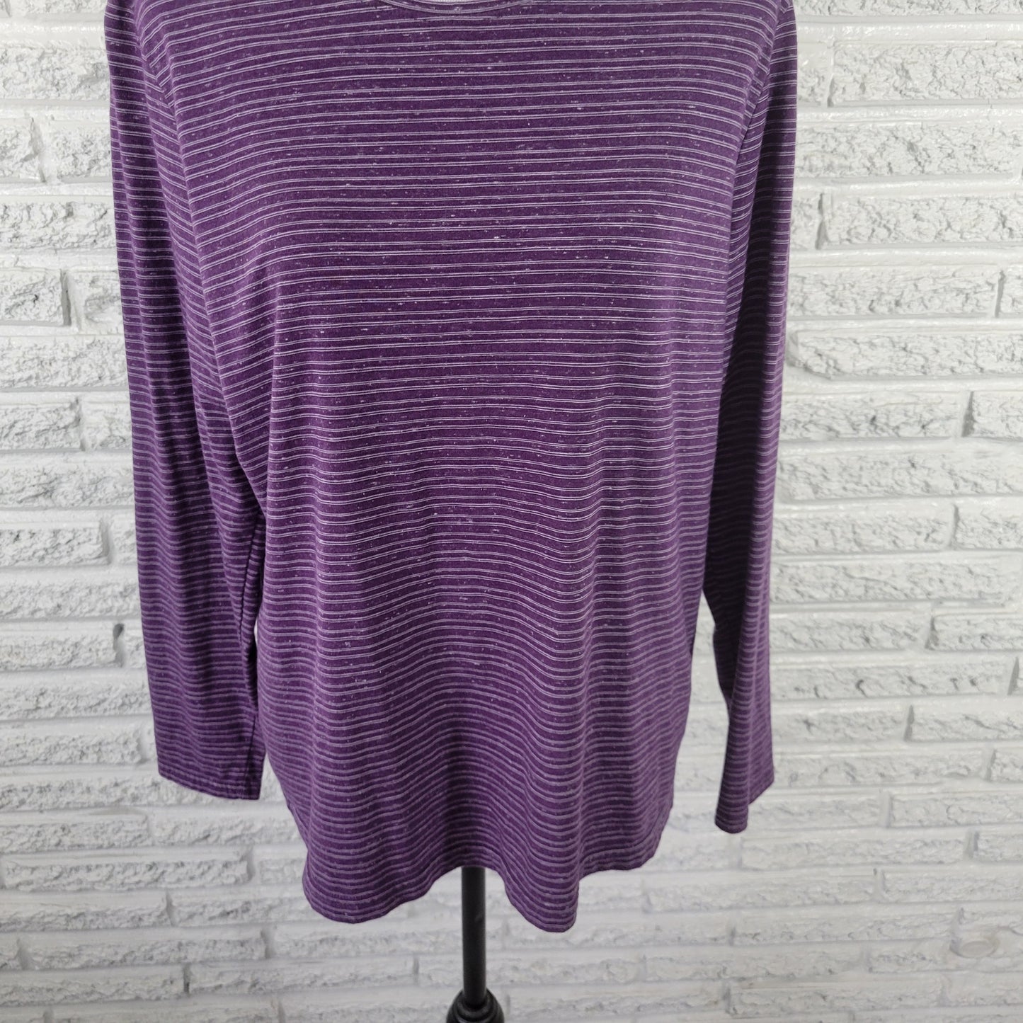 Croft & Barrow XL Purple Striped Tee Womens Long Sleeve Cotton Blend PUR59E