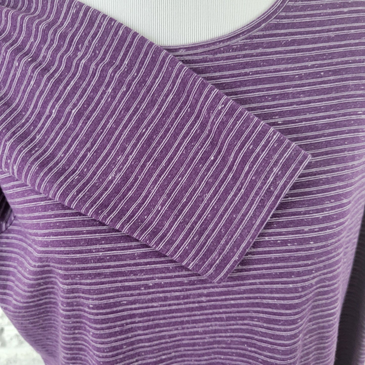 Croft & Barrow XL Purple Striped Tee Womens Long Sleeve Cotton Blend PUR59E