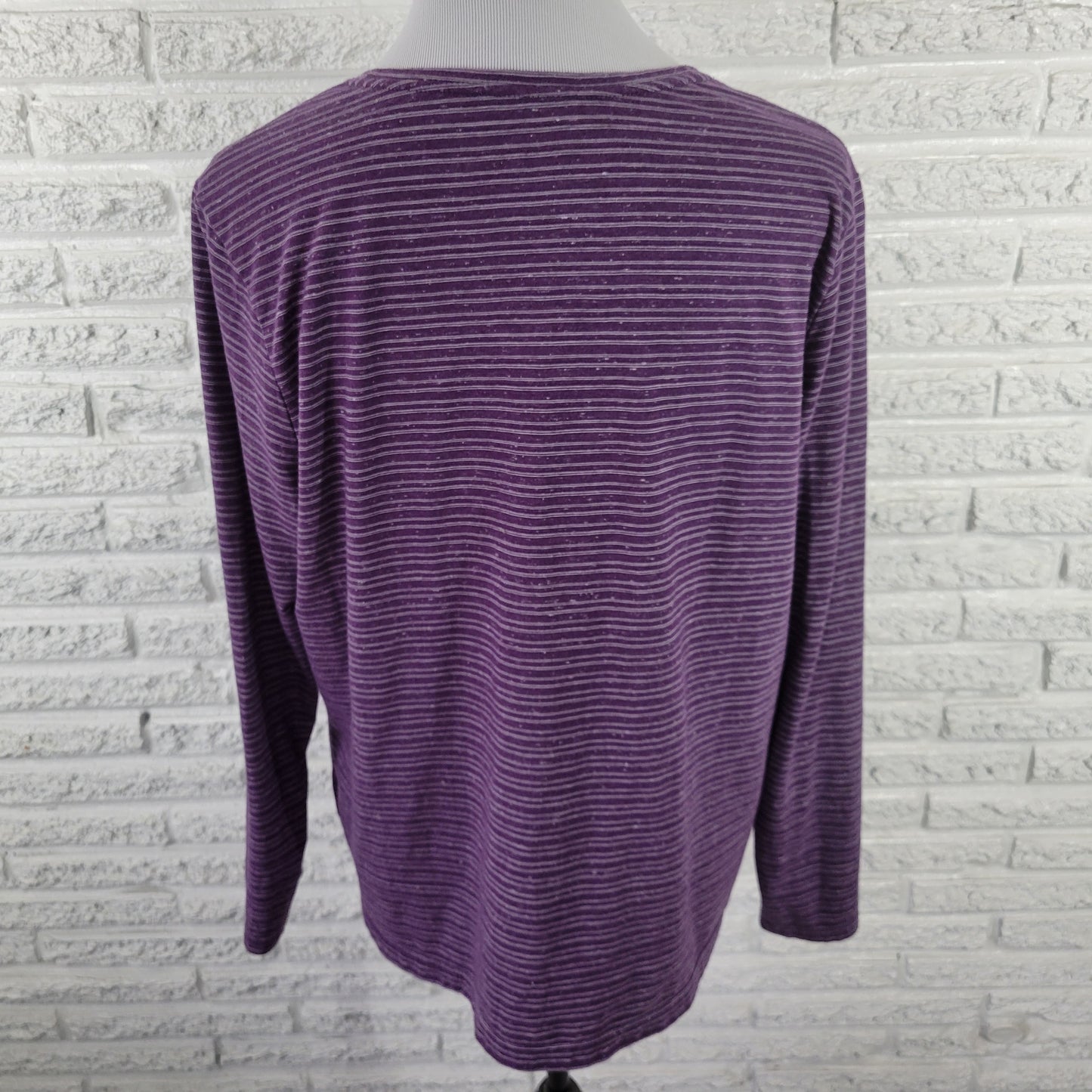 Croft & Barrow XL Purple Striped Tee Womens Long Sleeve Cotton Blend PUR59E