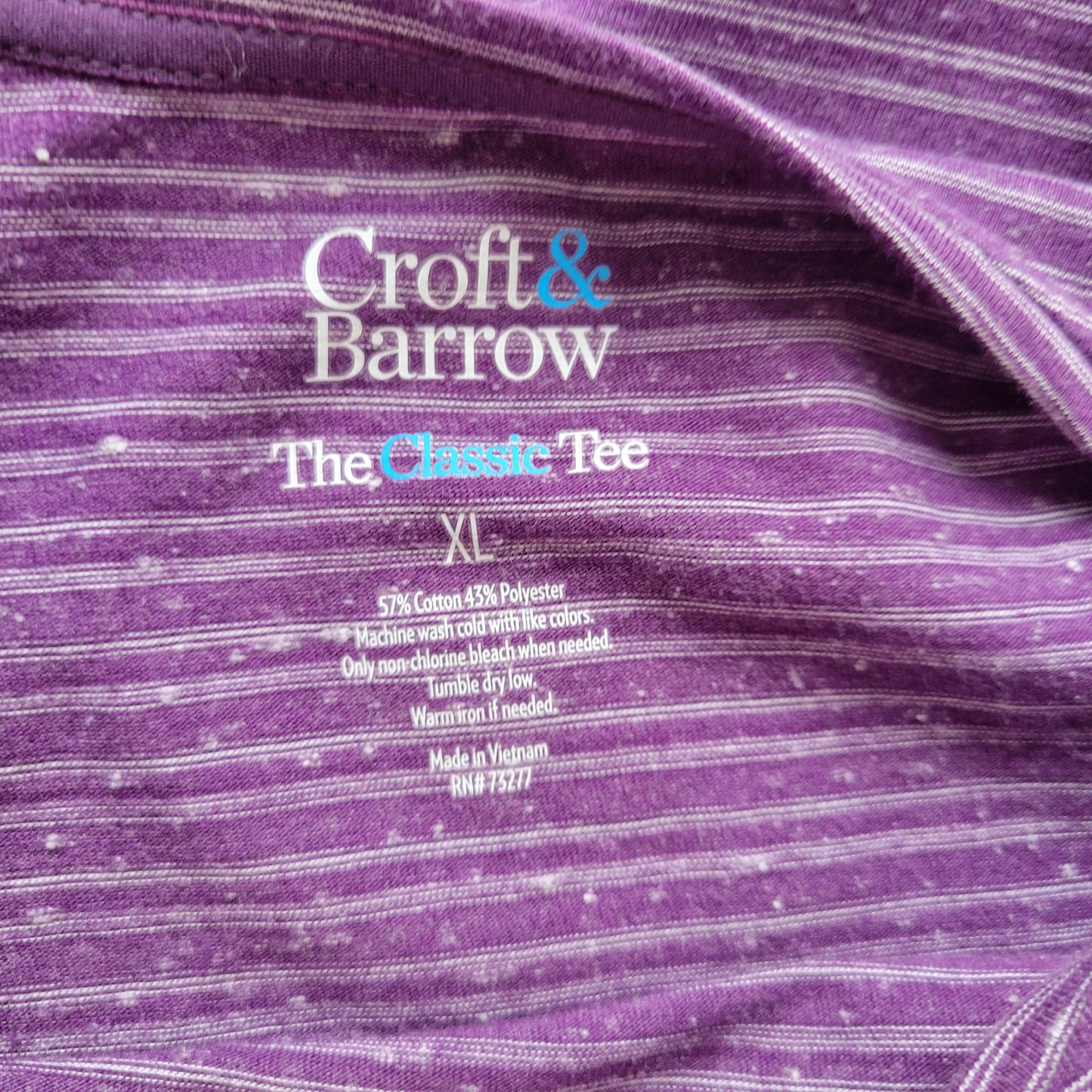 Croft & Barrow XL Purple Striped Tee Womens Long Sleeve Cotton Blend PUR59E
