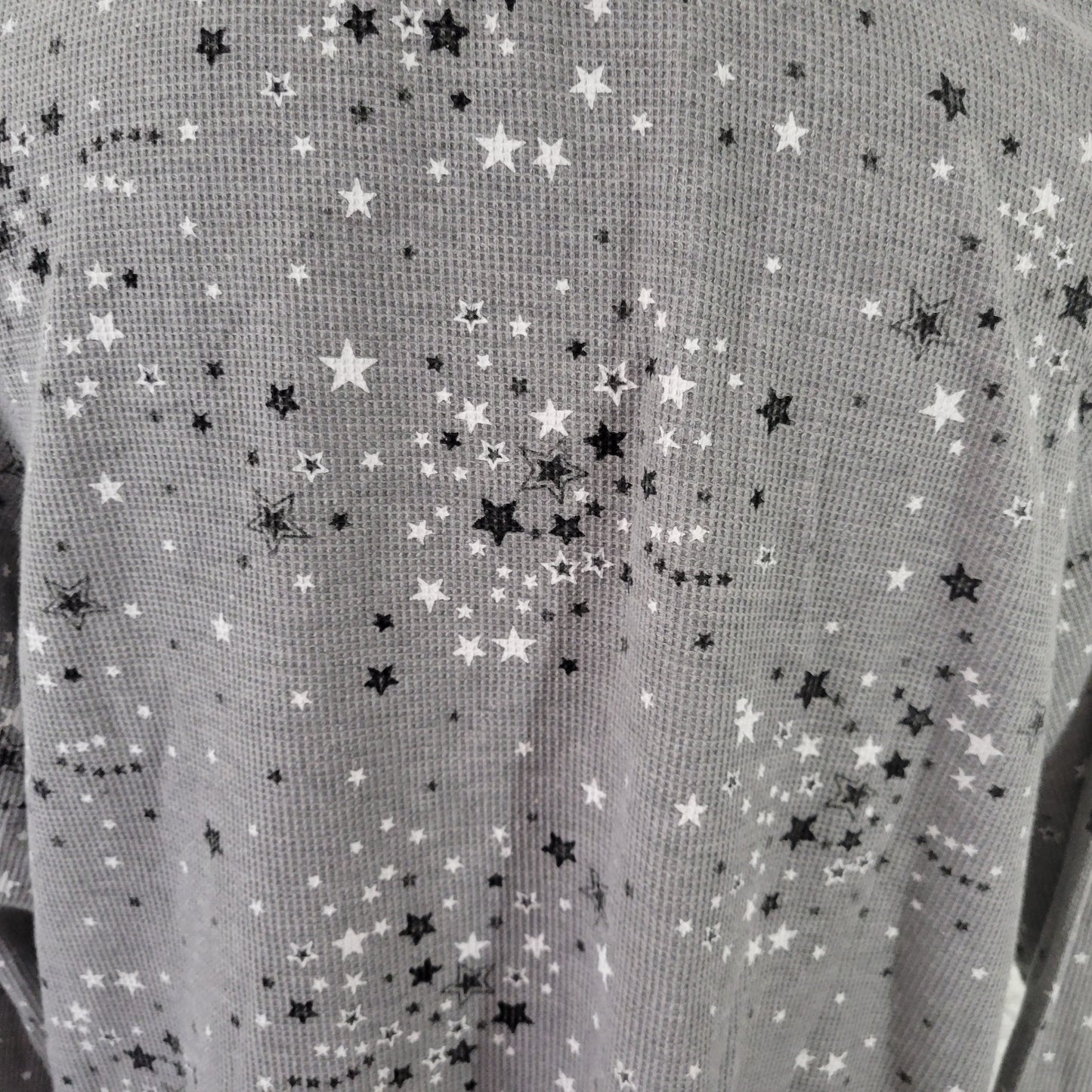 LA Blues 18W Gray Waffle Knit Hoodie Womens Plus Stars Rhinestone A19E