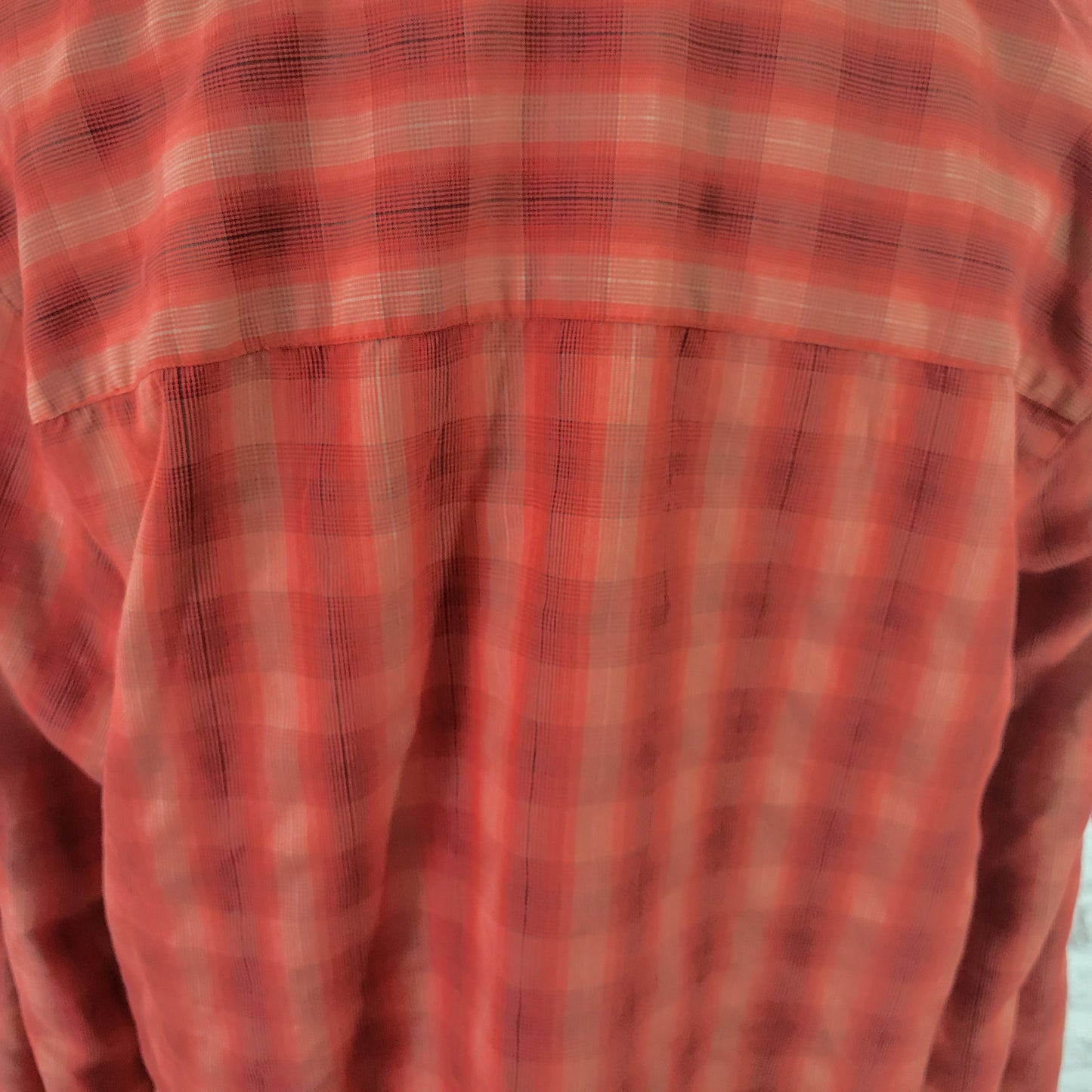 Liz Claiborne Villager XL Red Tan Plaid Button Up Shirt Womens Roll Tab PLA51E