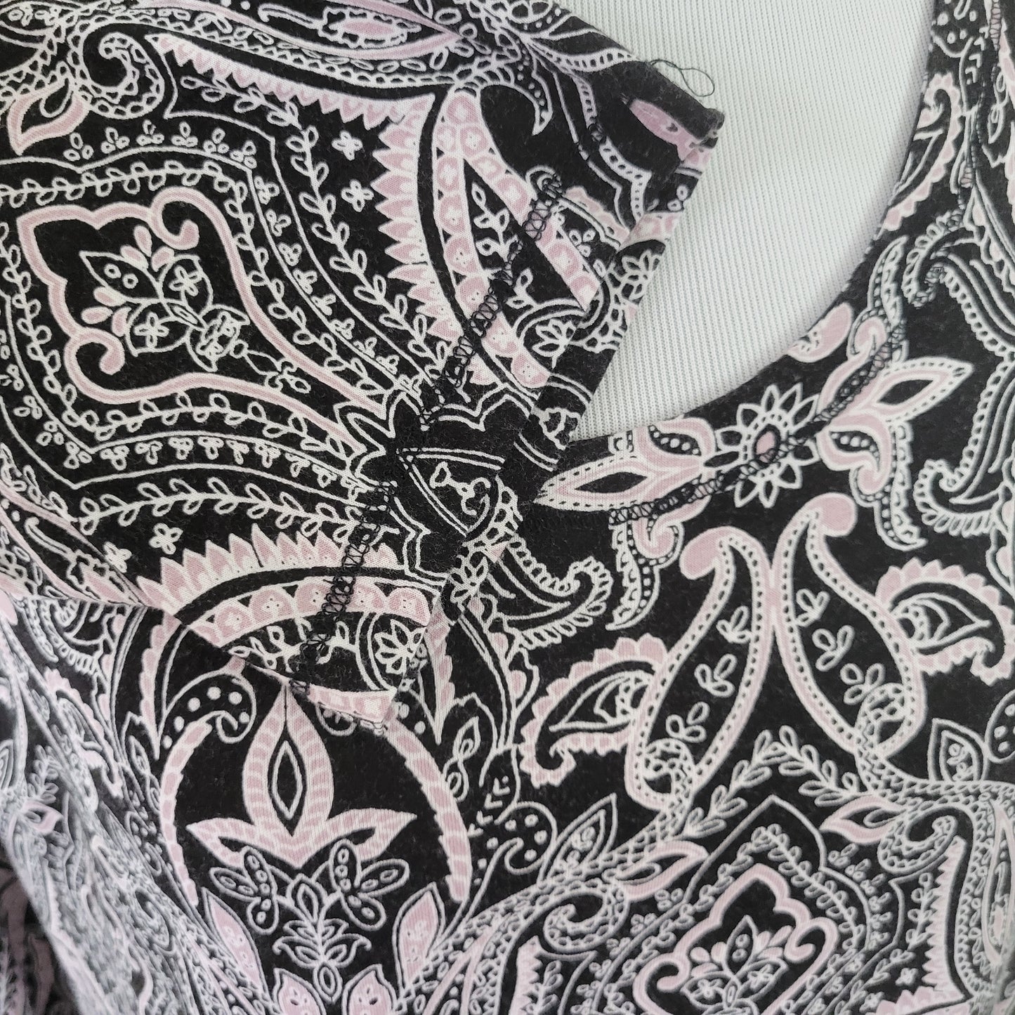 Jones New York 1X Black White Paisley Tunic Womens Plus 3/4 Sleeve PAI51XE
