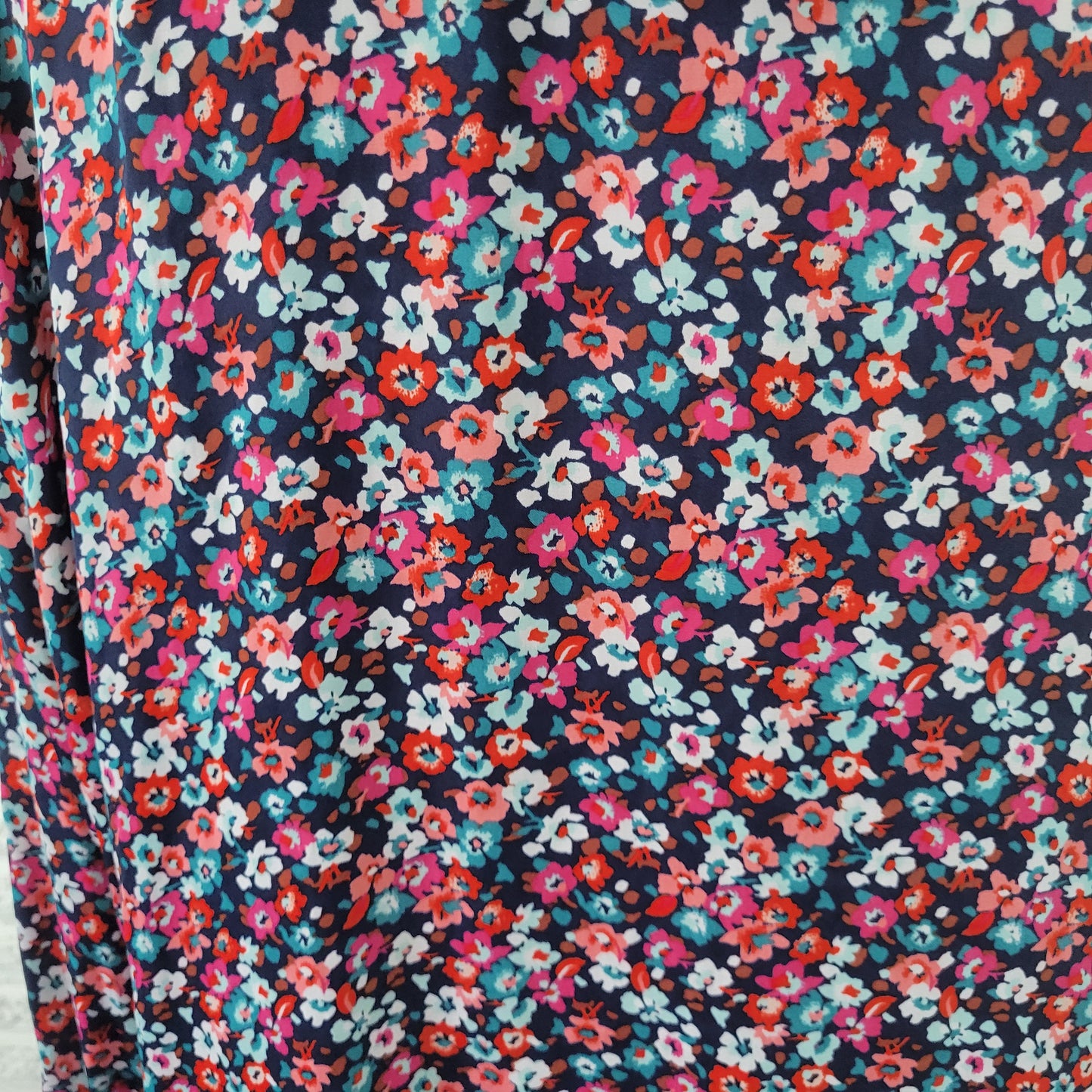 Croft & Barrow 2X Floral Ruffle Sleeve Top Womens Plus Keyhole Neck FLO29XE