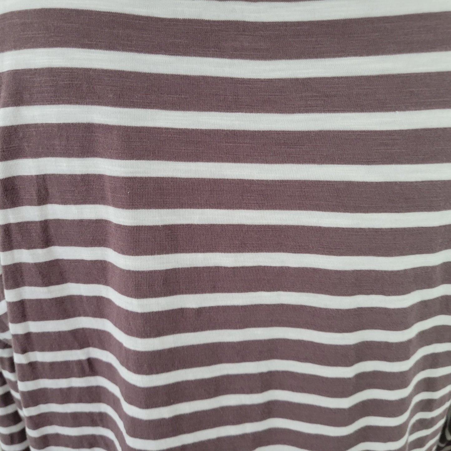 Maurices 24/7 XL Brown White Striped Tee Womens Long Sleeve Knot Hem STR72E