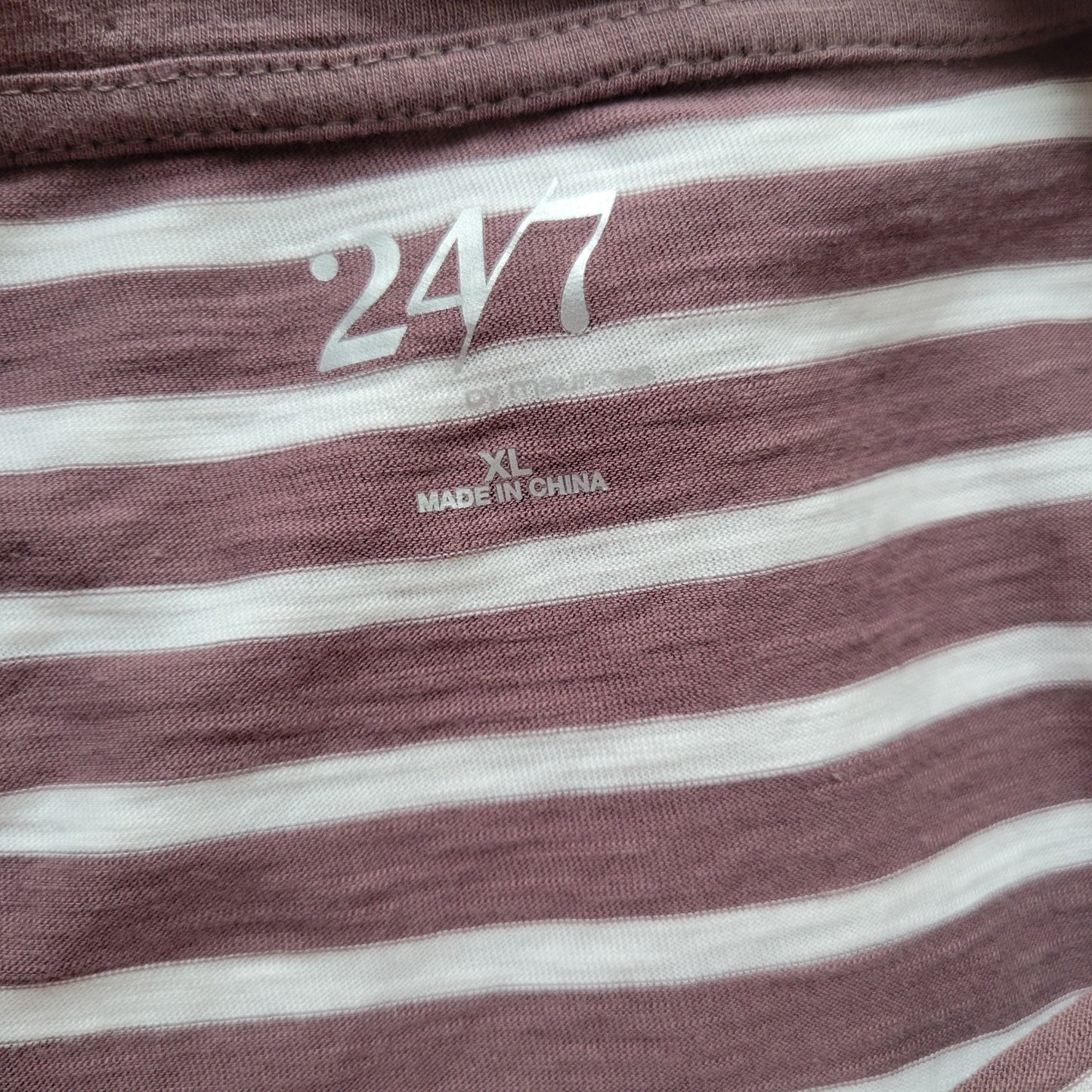 Maurices 24/7 XL Brown White Striped Tee Womens Long Sleeve Knot Hem STR72E