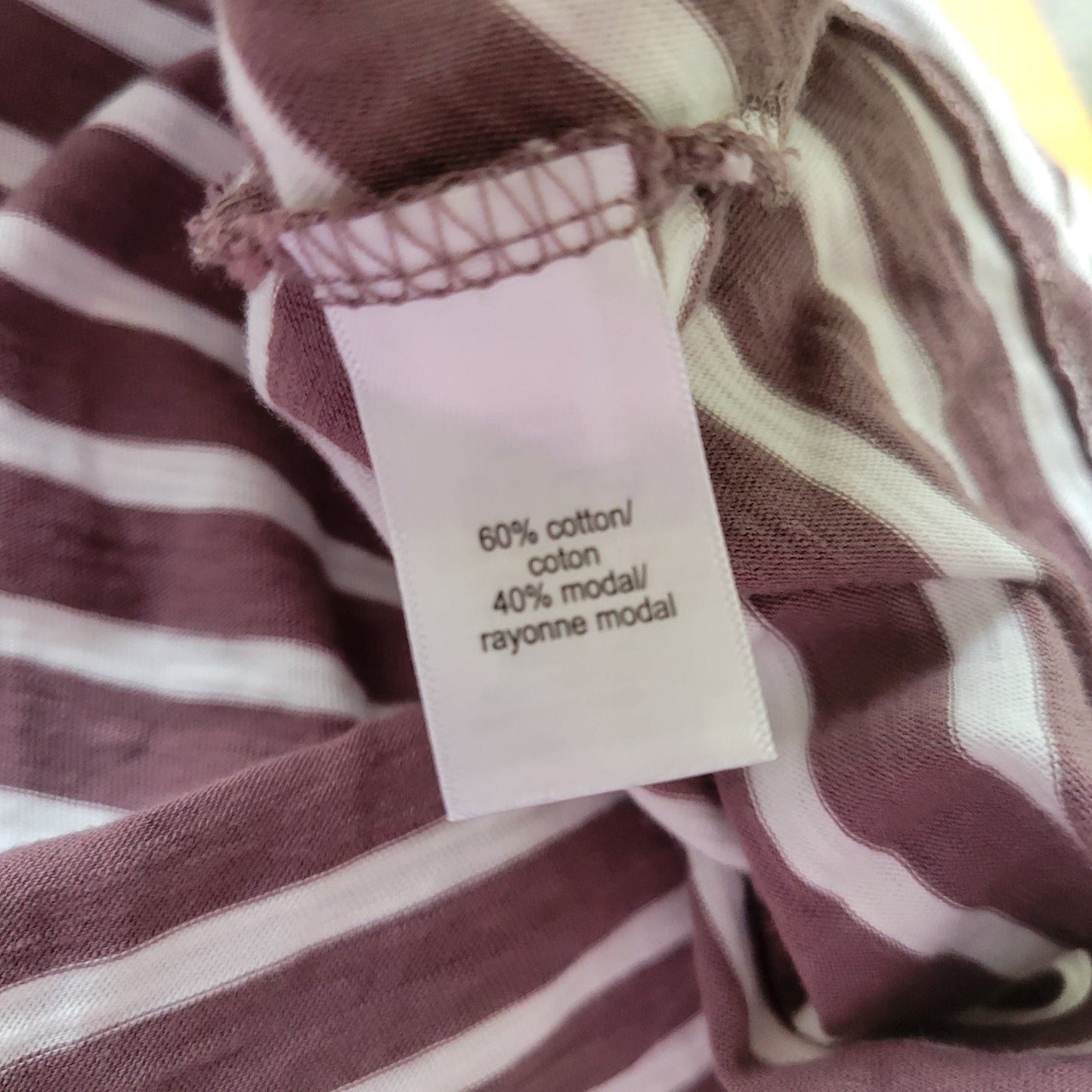 Maurices 24/7 XL Brown White Striped Tee Womens Long Sleeve Knot Hem STR72E