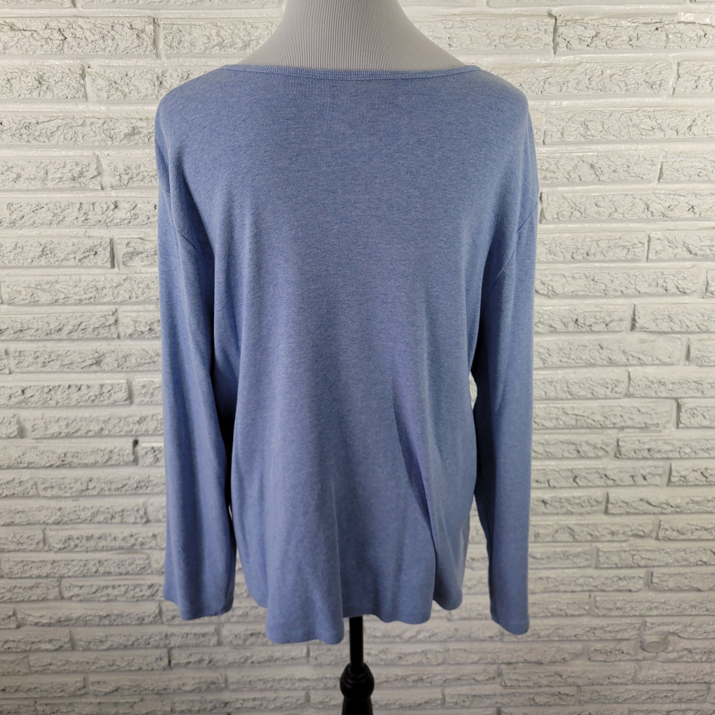 Style & Co Women's Blue Knit Top Size 2X V-Neck Long Sleeve Snap BLU120E