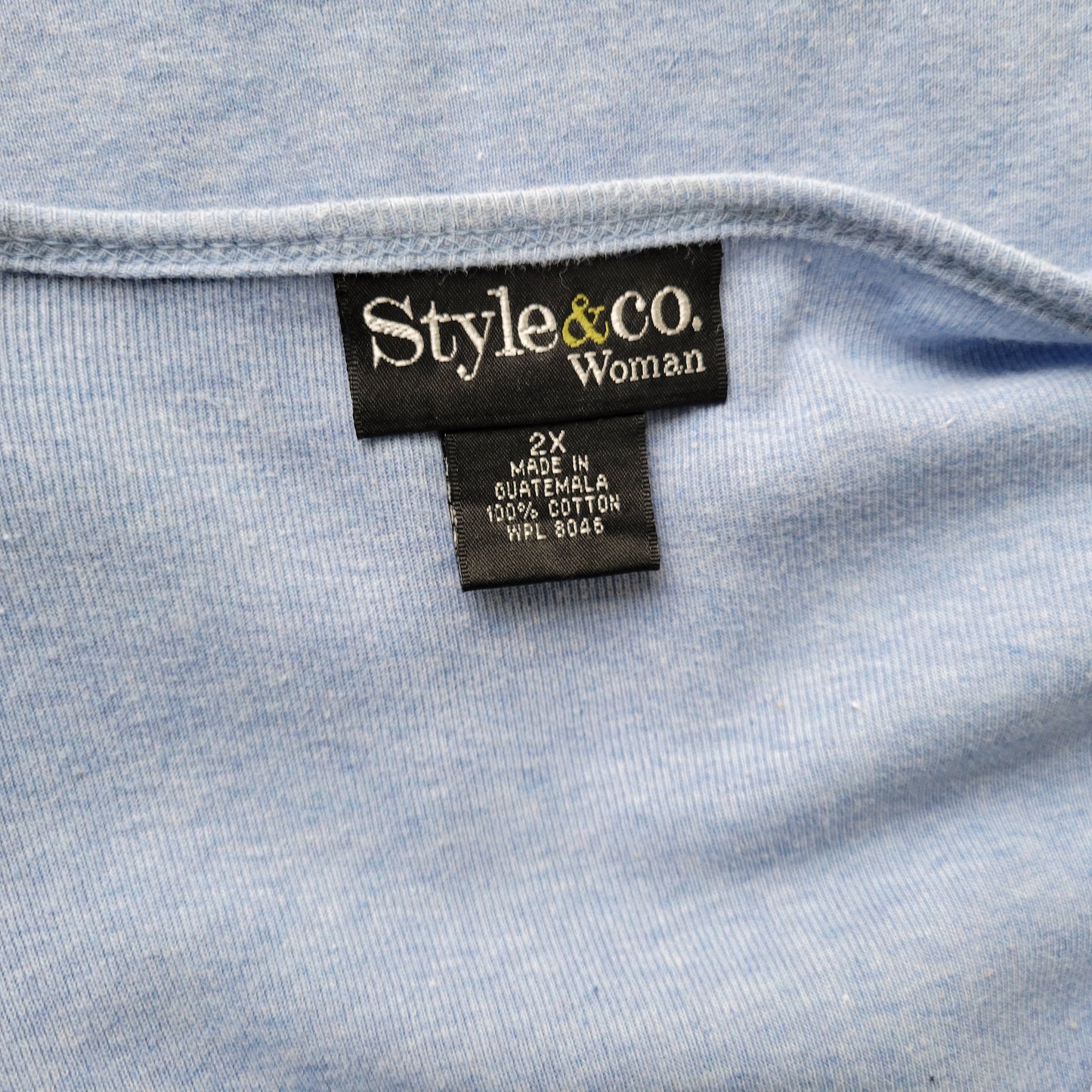Style & Co Women's Blue Knit Top Size 2X V-Neck Long Sleeve Snap BLU120E