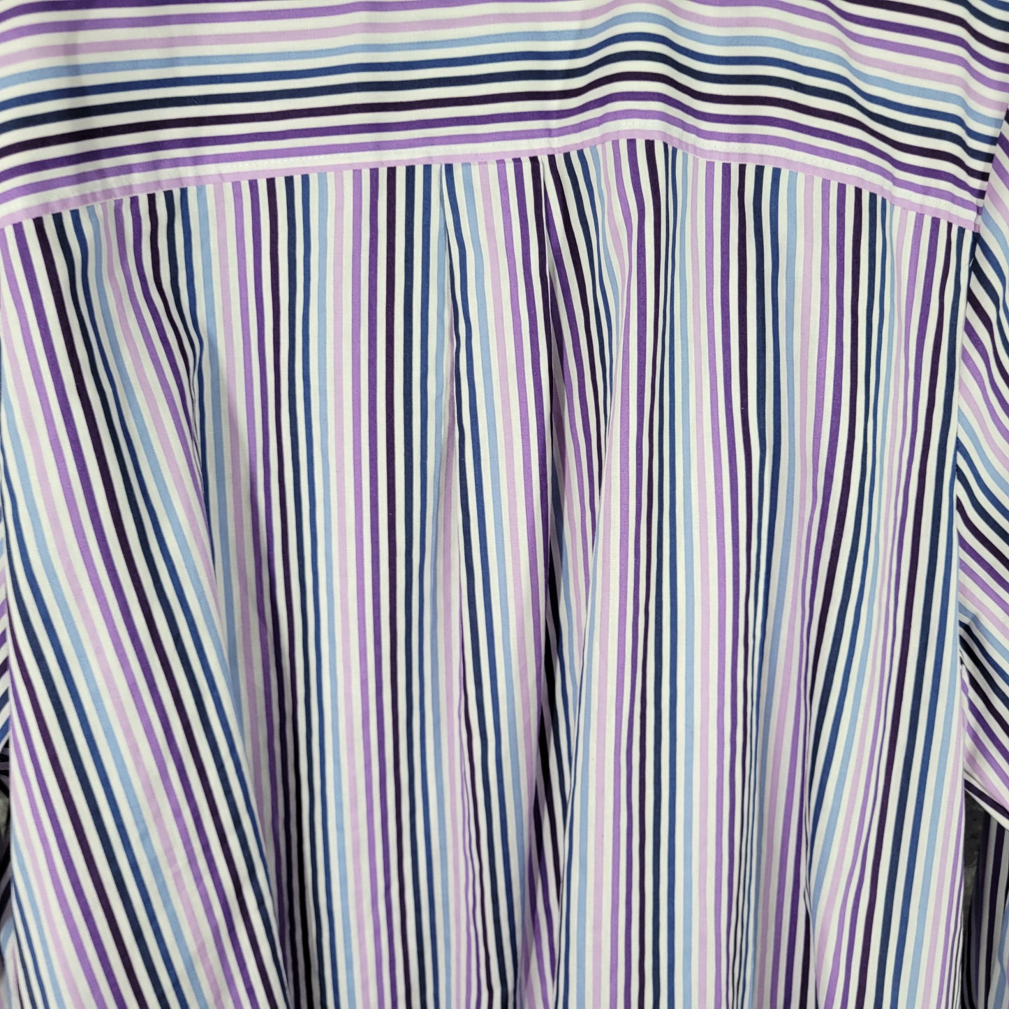Roaman's Women's Purple Blue Striped Top Size 26W Button Up Long Sleeve STR98E