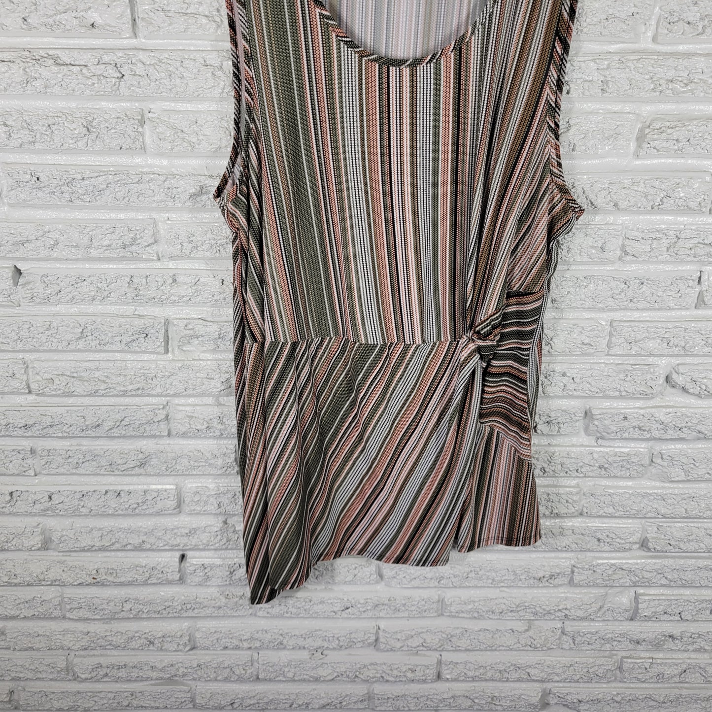 Cato Est 1946 Women's Striped Tunic 22W 24W Green Pink Diagonal Hem STR94E