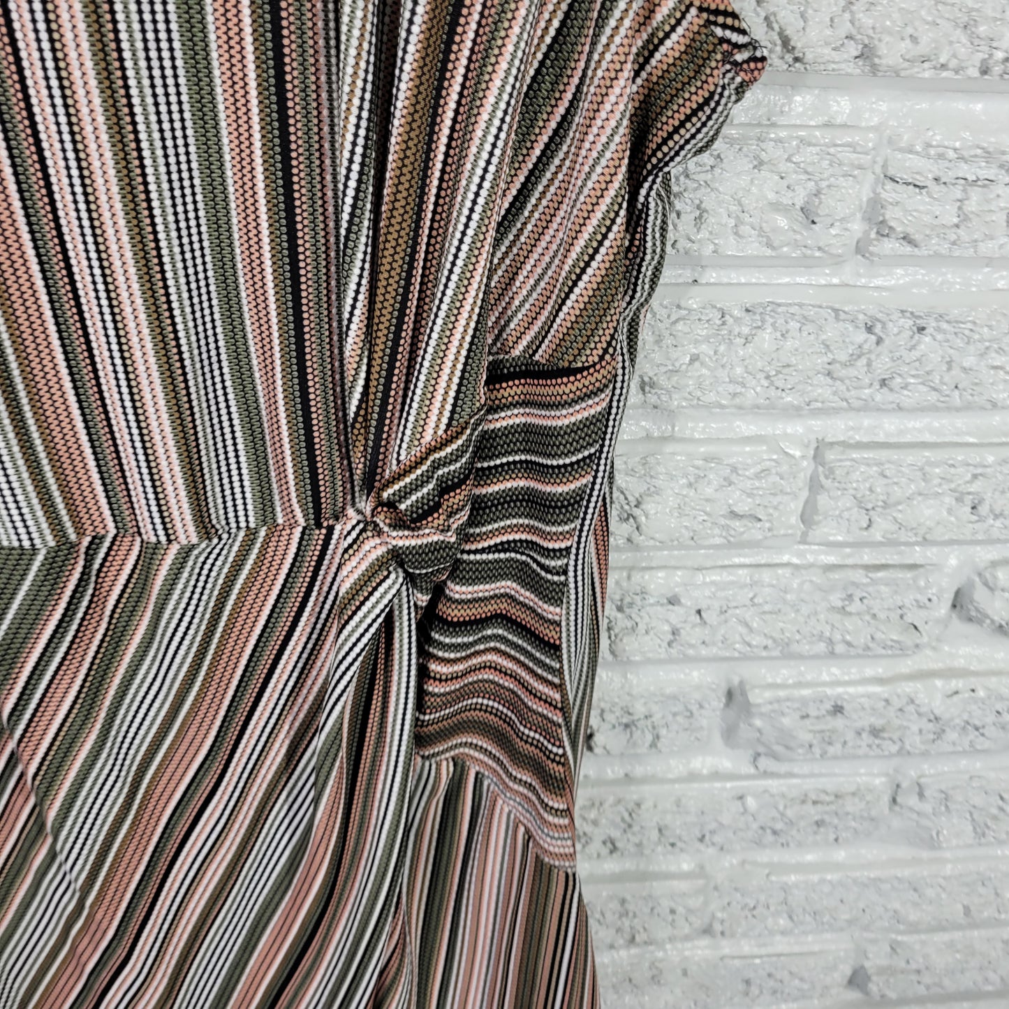 Cato Est 1946 Women's Striped Tunic 22W 24W Green Pink Diagonal Hem STR94E