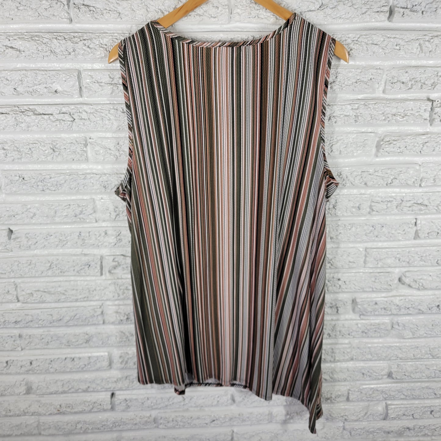 Cato Est 1946 Women's Striped Tunic 22W 24W Green Pink Diagonal Hem STR94E