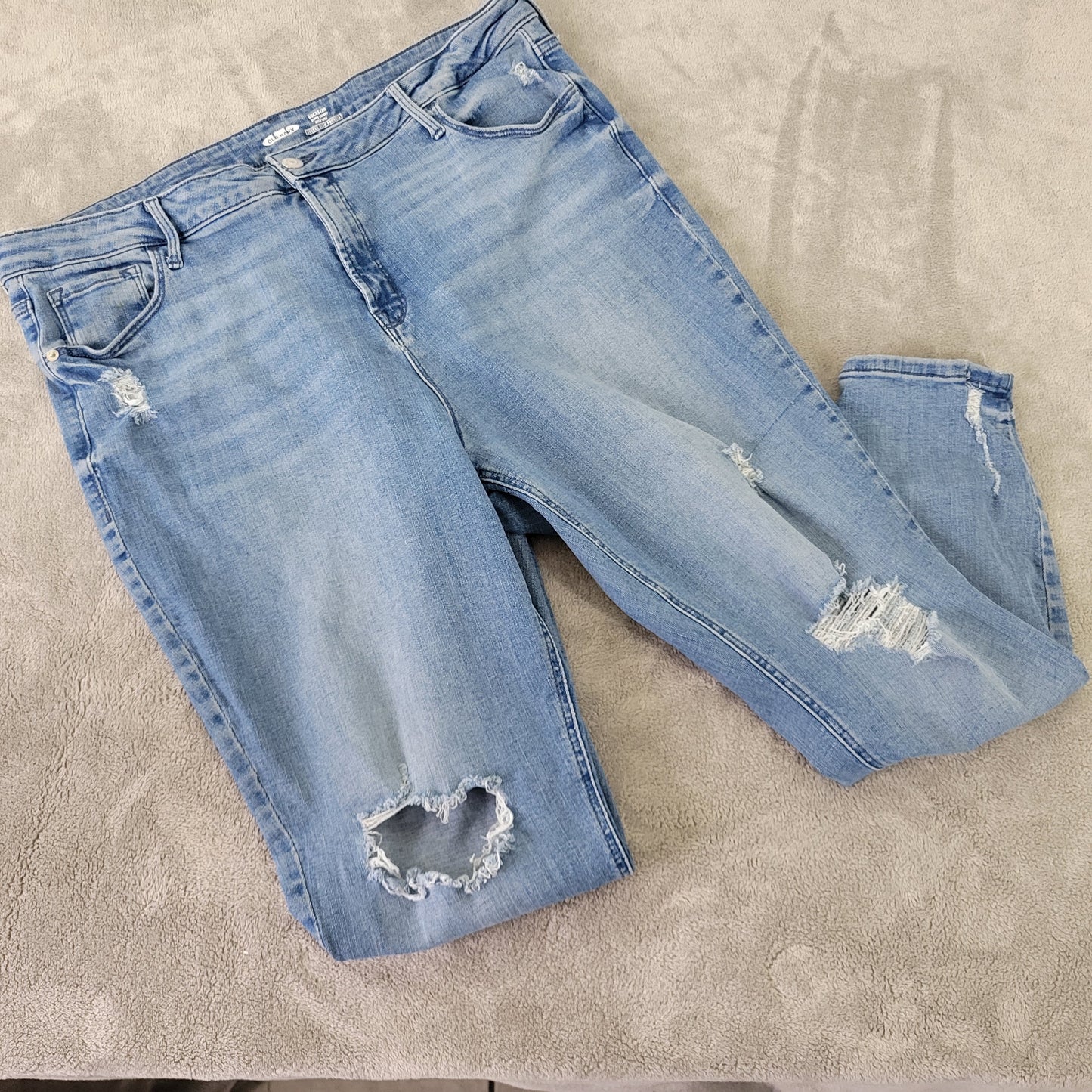 Old Navy Rockstar Women's Jeans Size 18 Blue Super Skinny Distressed SKI12E