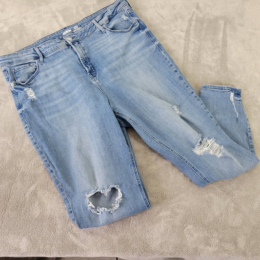 Old Navy Rockstar Women's Jeans Size 18 Blue Super Skinny Distressed SKI12E