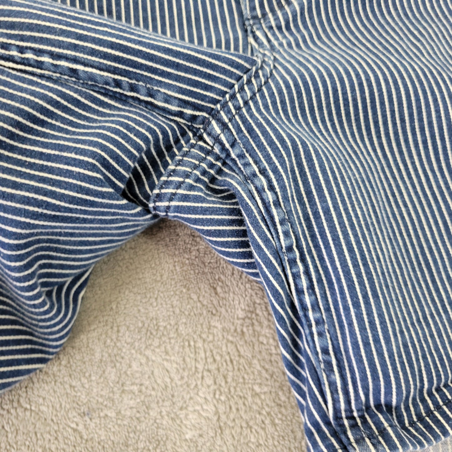 Lee Women's Striped Denim Shorts Size 22 Blue White Mid Rise Stretch STR64E