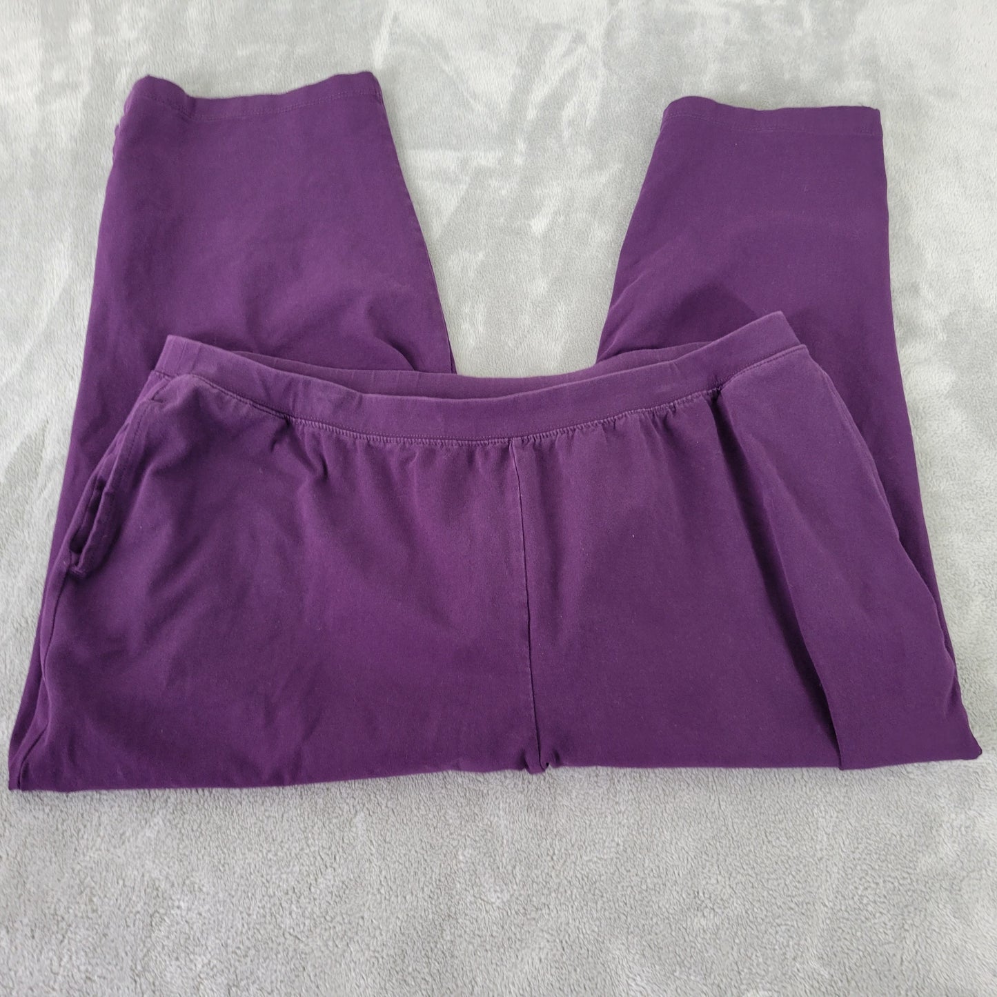 Catherines Suprema Purple Capri Pants 1X Lace-Up Leg Stretch PUR25E