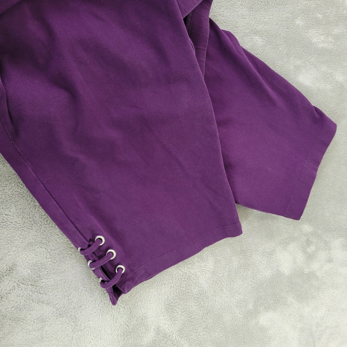 Catherines Suprema Purple Capri Pants 1X Lace-Up Leg Stretch PUR25E