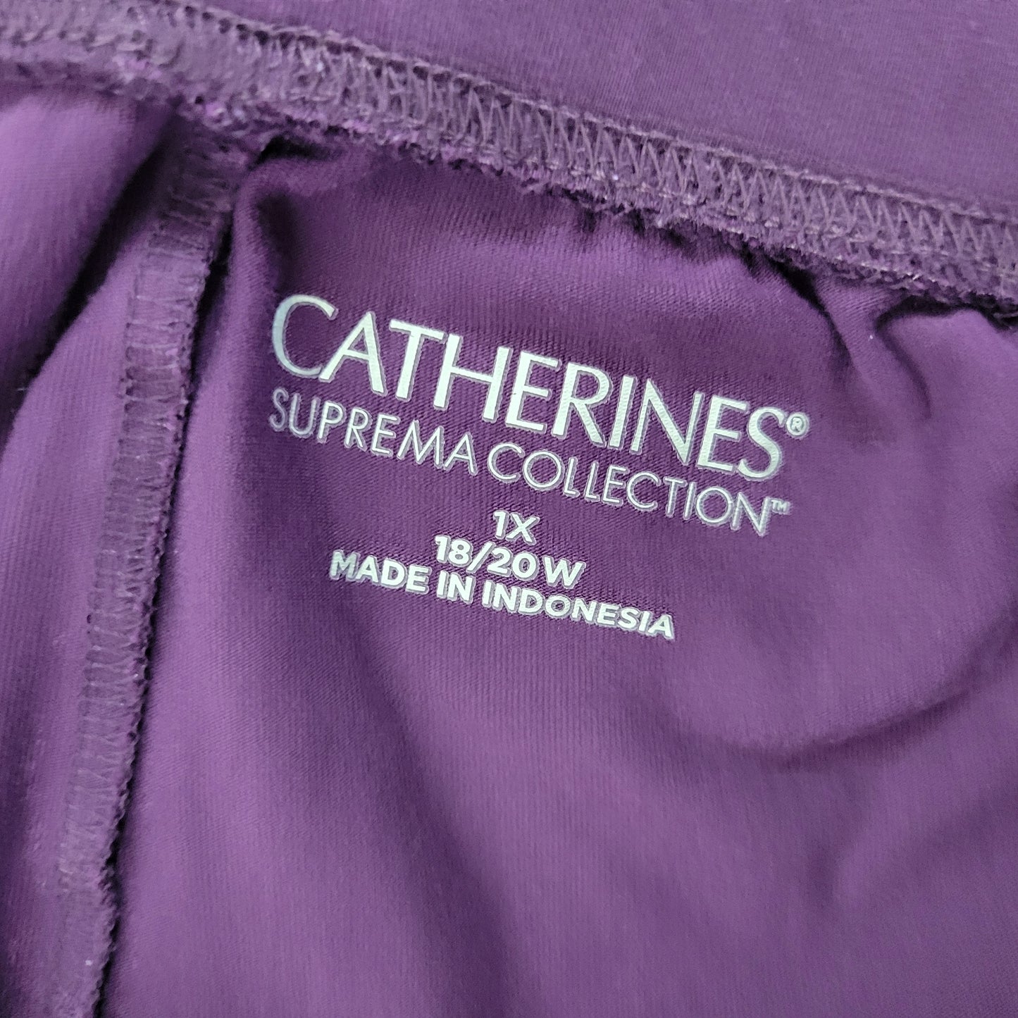 Catherines Suprema Purple Capri Pants 1X Lace-Up Leg Stretch PUR25E