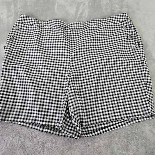 Cato Est 1946 Women's Gingham Shorts Size 28W Black White Check Pull On PLA54E